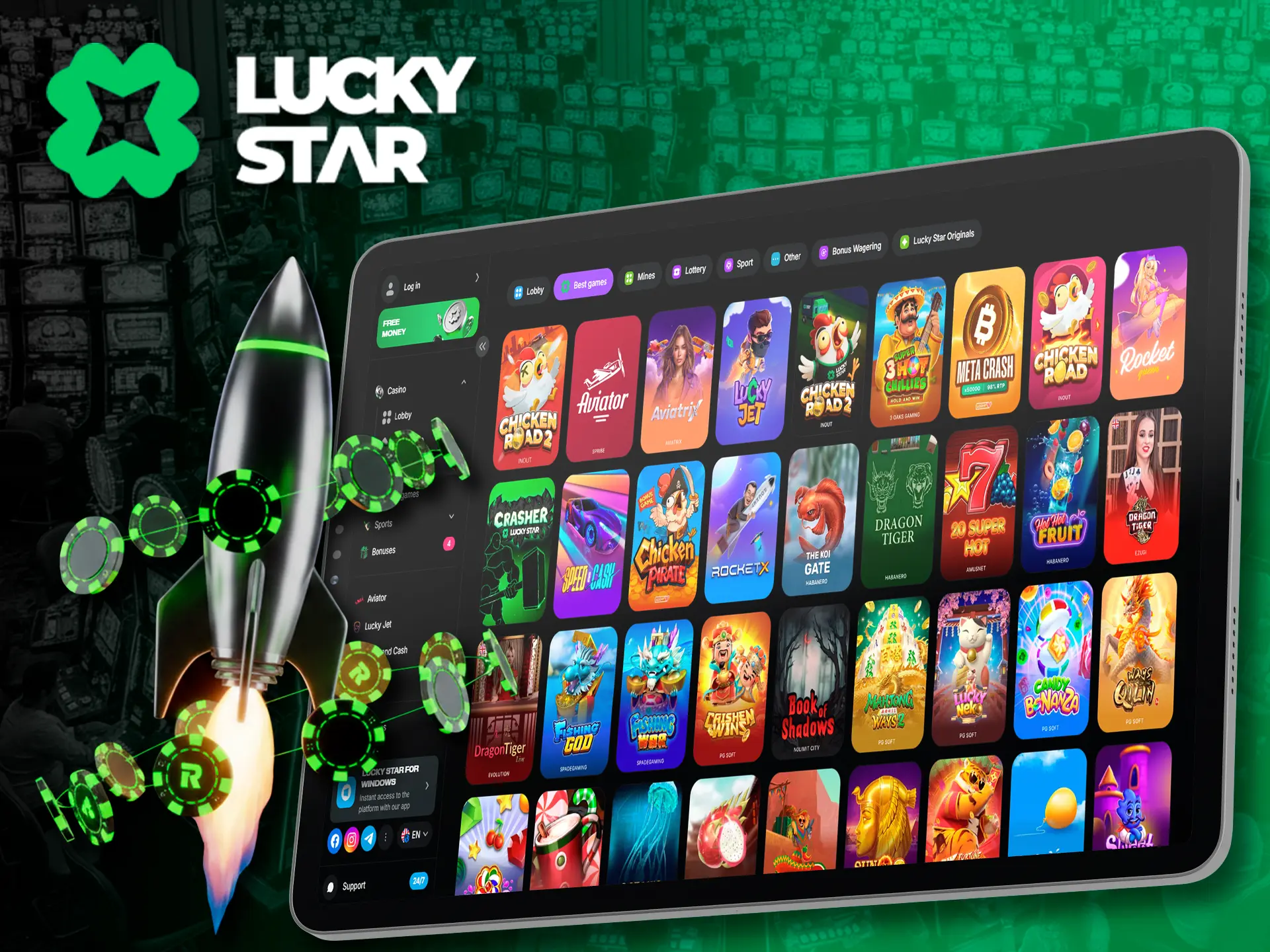 Fast-paced instant win games on Lucky Star.