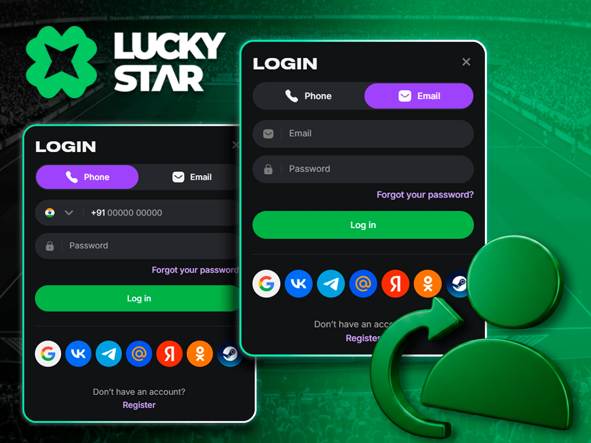 Secure login process for Lucky Star users.
