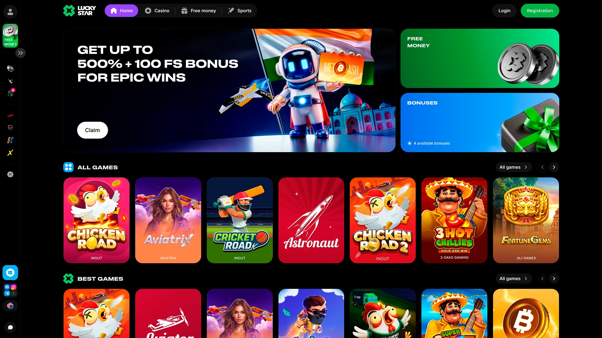 Main page of the official Lucky Star website.