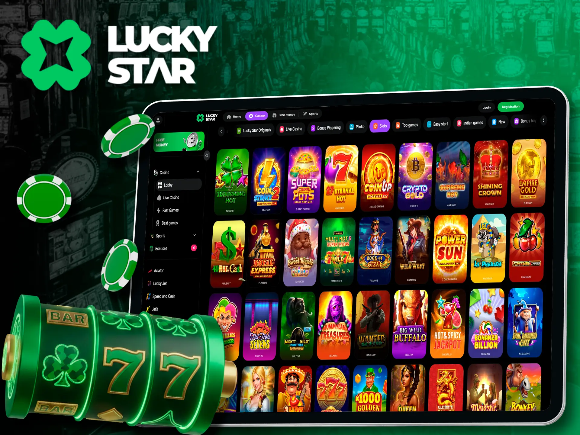 Play premium online slots at Lucky Star.