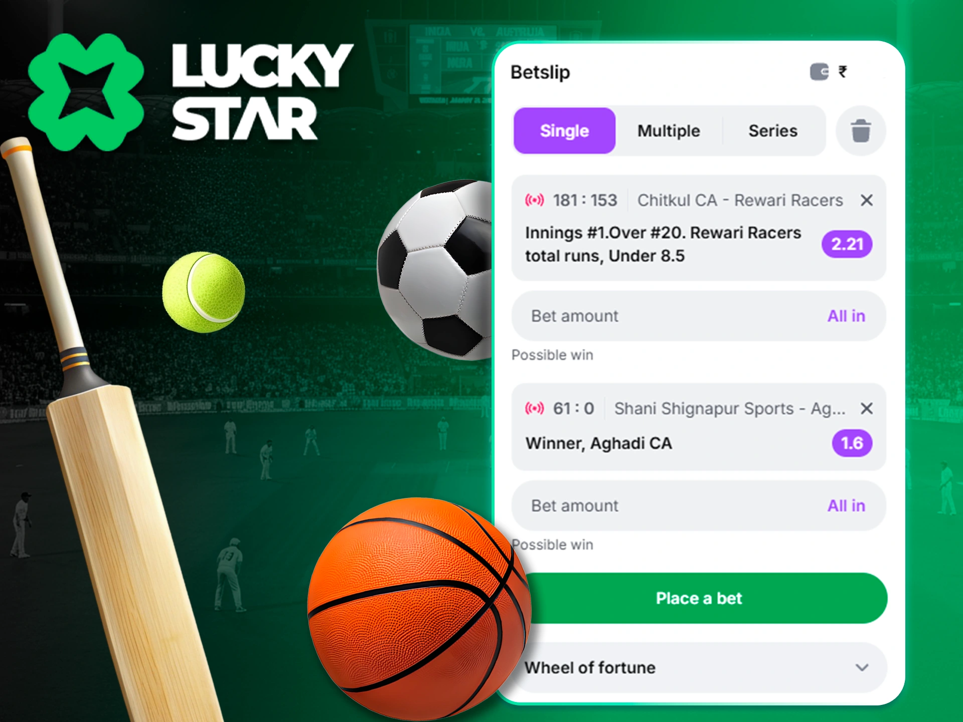 Popular wagering types available at Lucky Star.