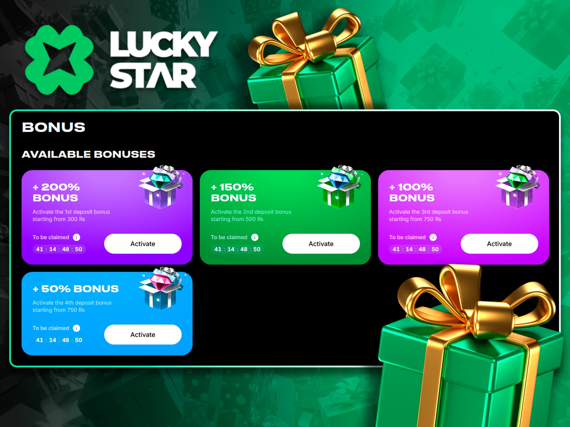 Claim Lucky Star deposit bonuses for beginners.