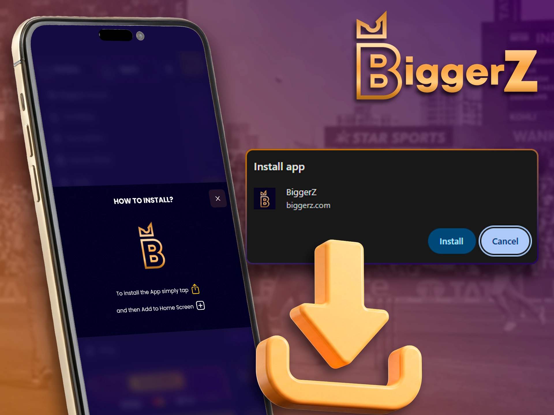Process of installing the BiggerZ APK file on mobile.