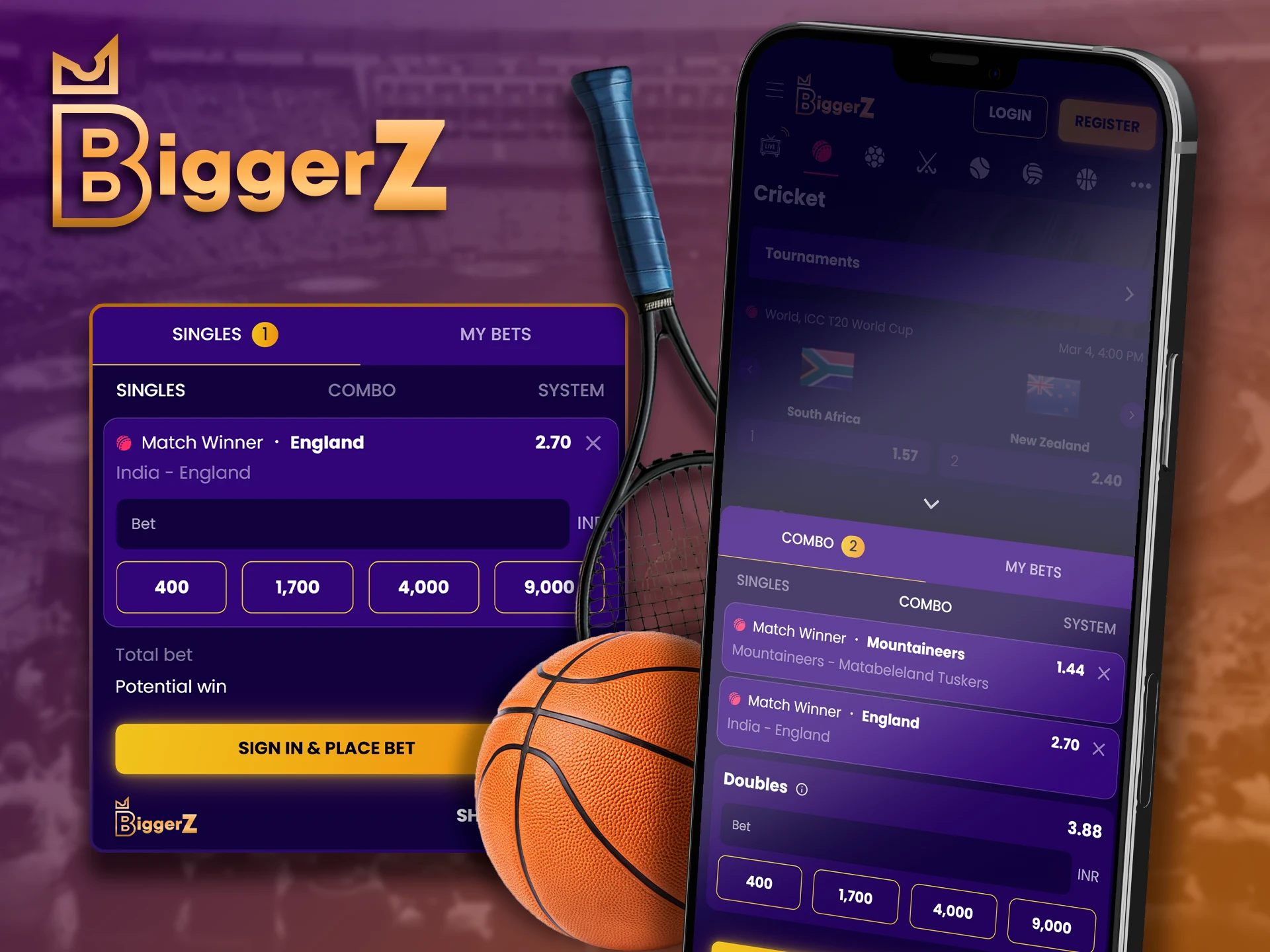 Various betting formats supported by the BiggerZ application.