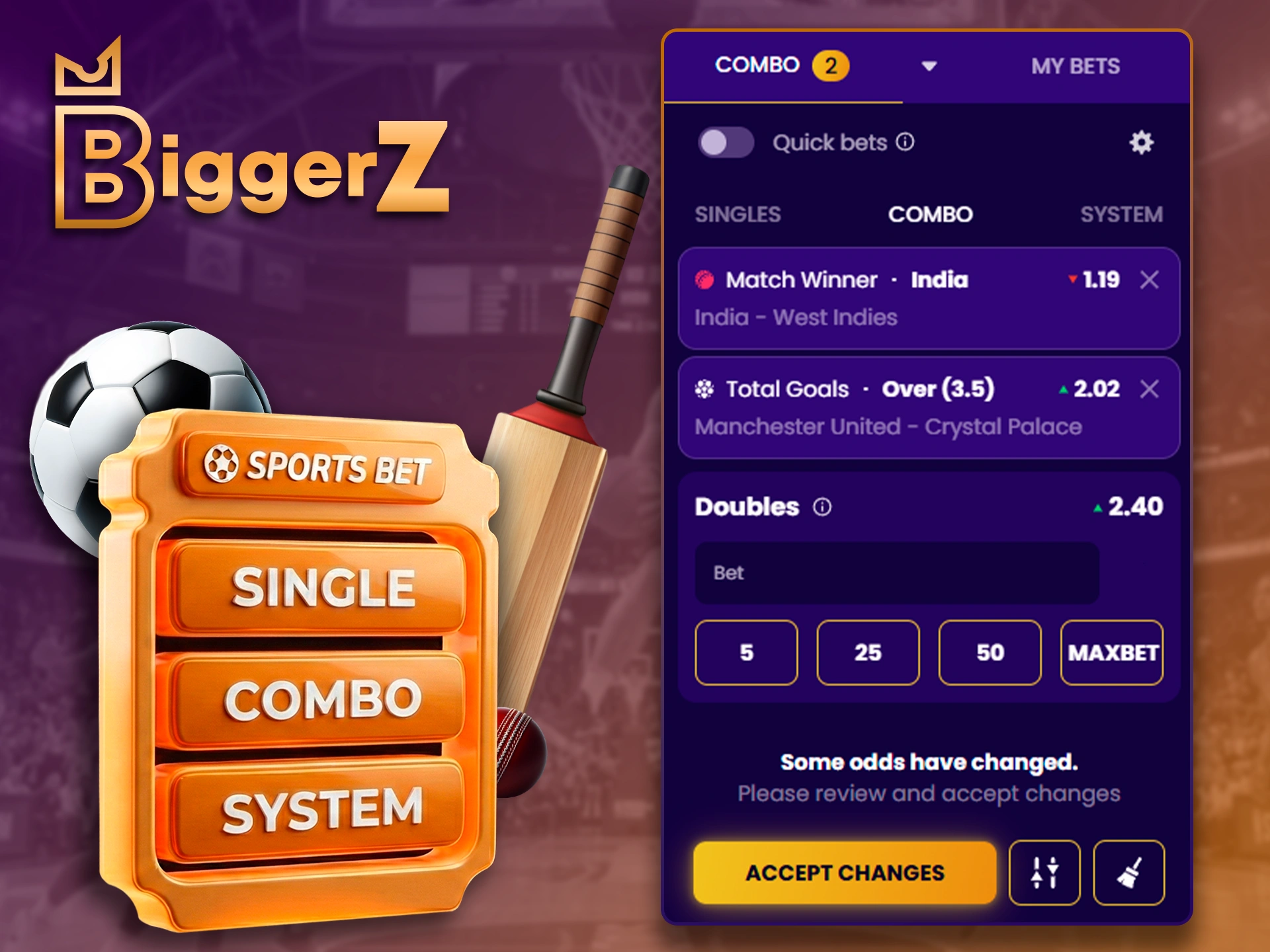 Common bet types available for users on BiggerZ.
