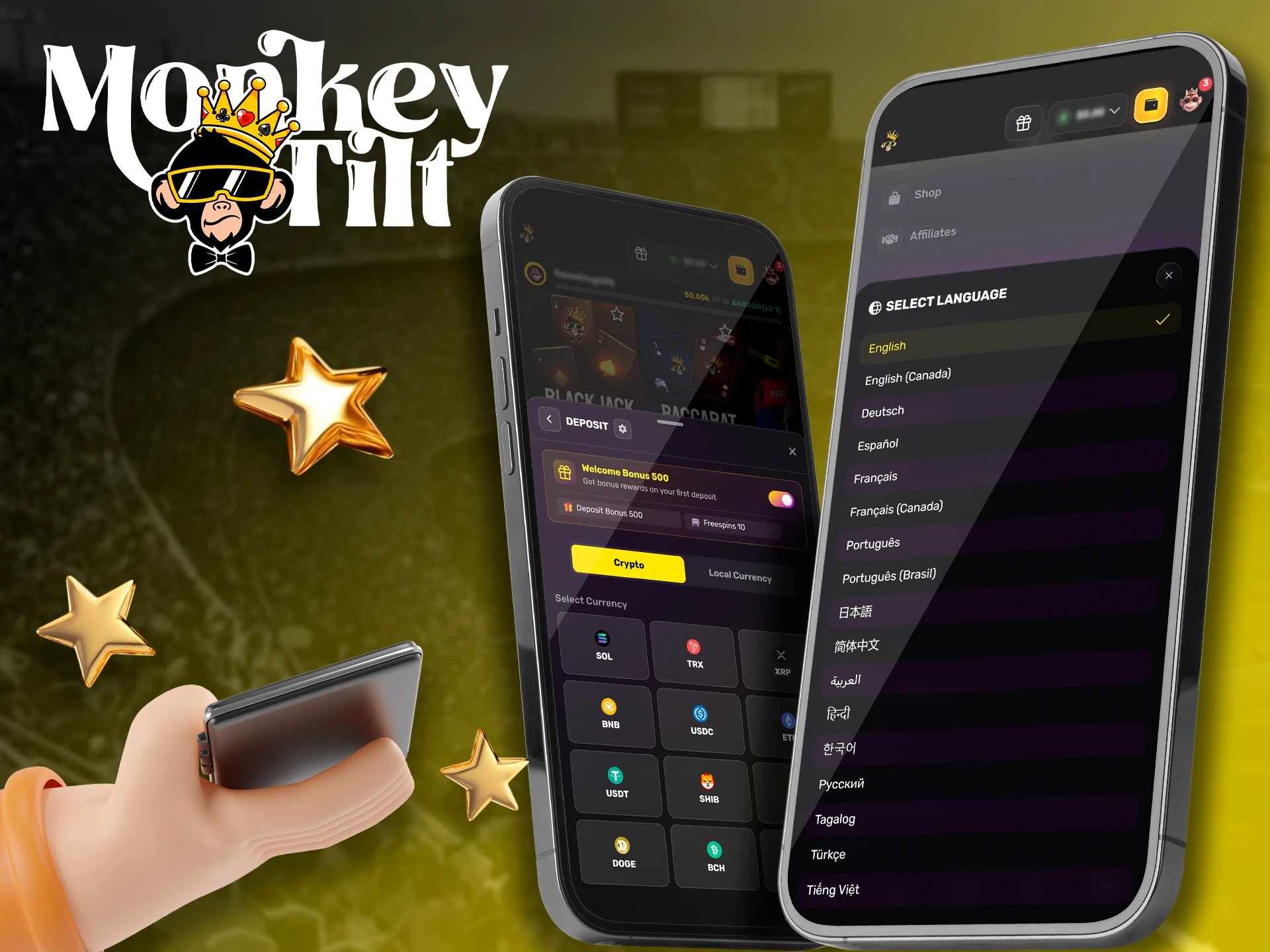 Unique mobile features available only in the MonkeyTilt application.