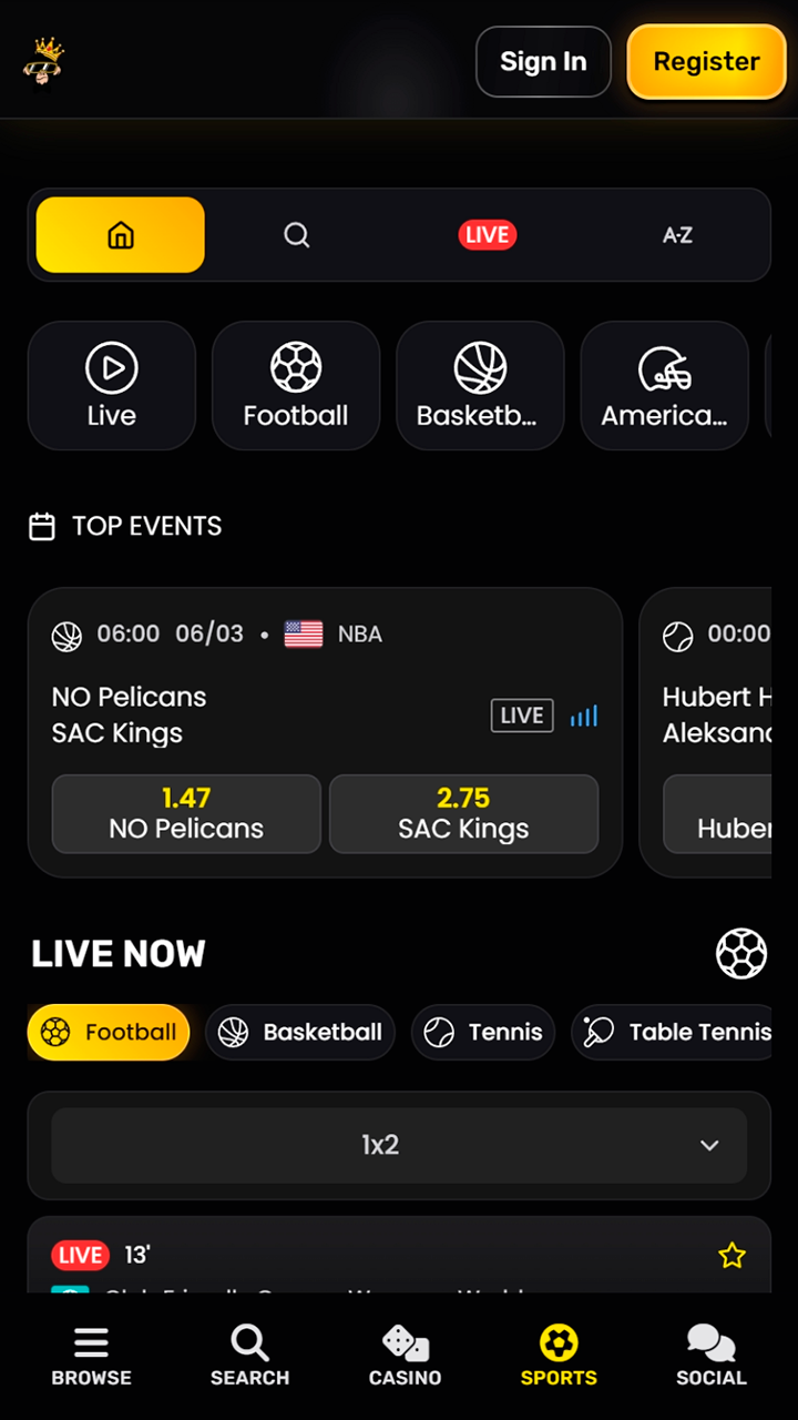 Explore all sports betting events on MonkeyTilt mobile.