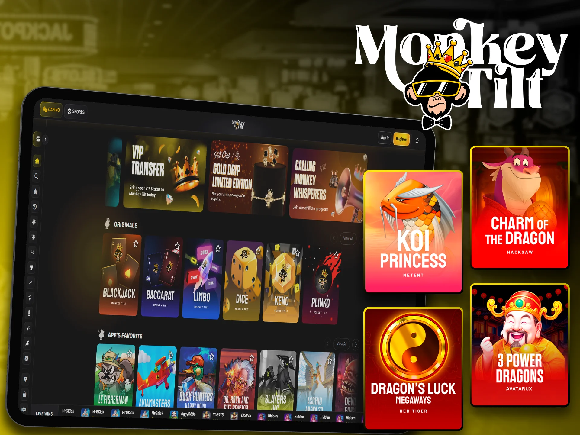 Popular Asian-themed slot machines available on MonkeyTilt.