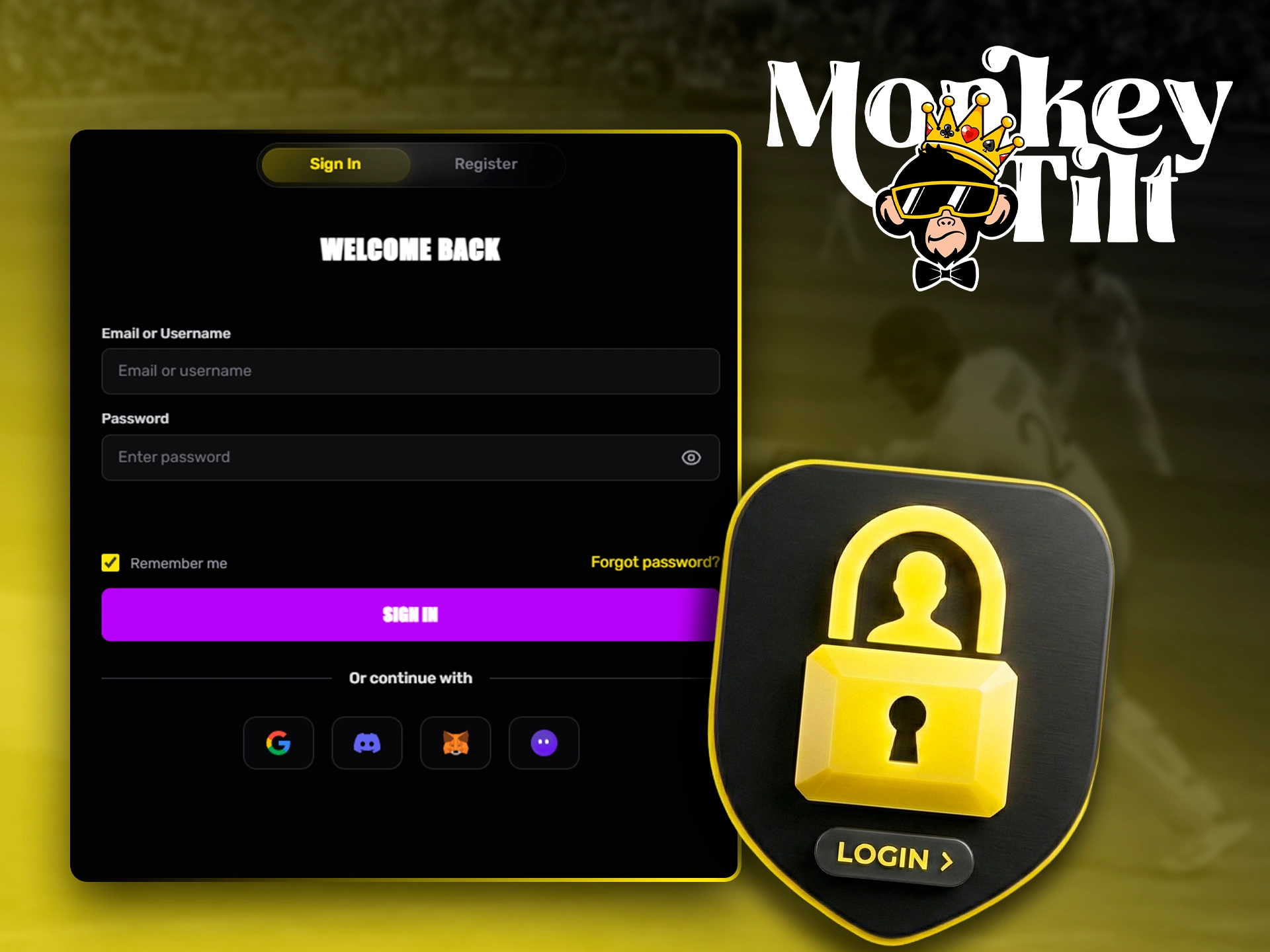 Instructions for logging into your personal MonkeyTilt user account.