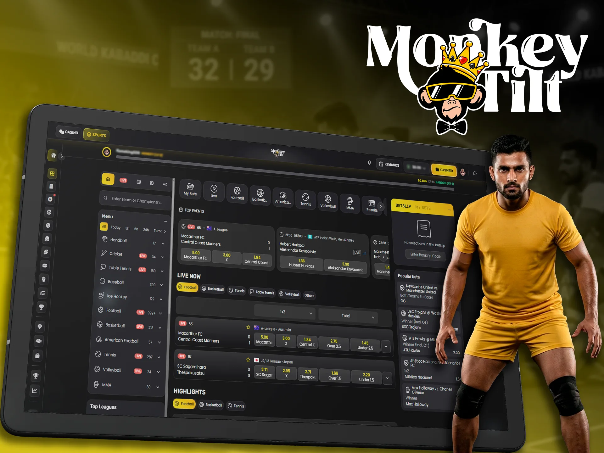 Popular Kabaddi betting options for Indian users on MonkeyTilt.