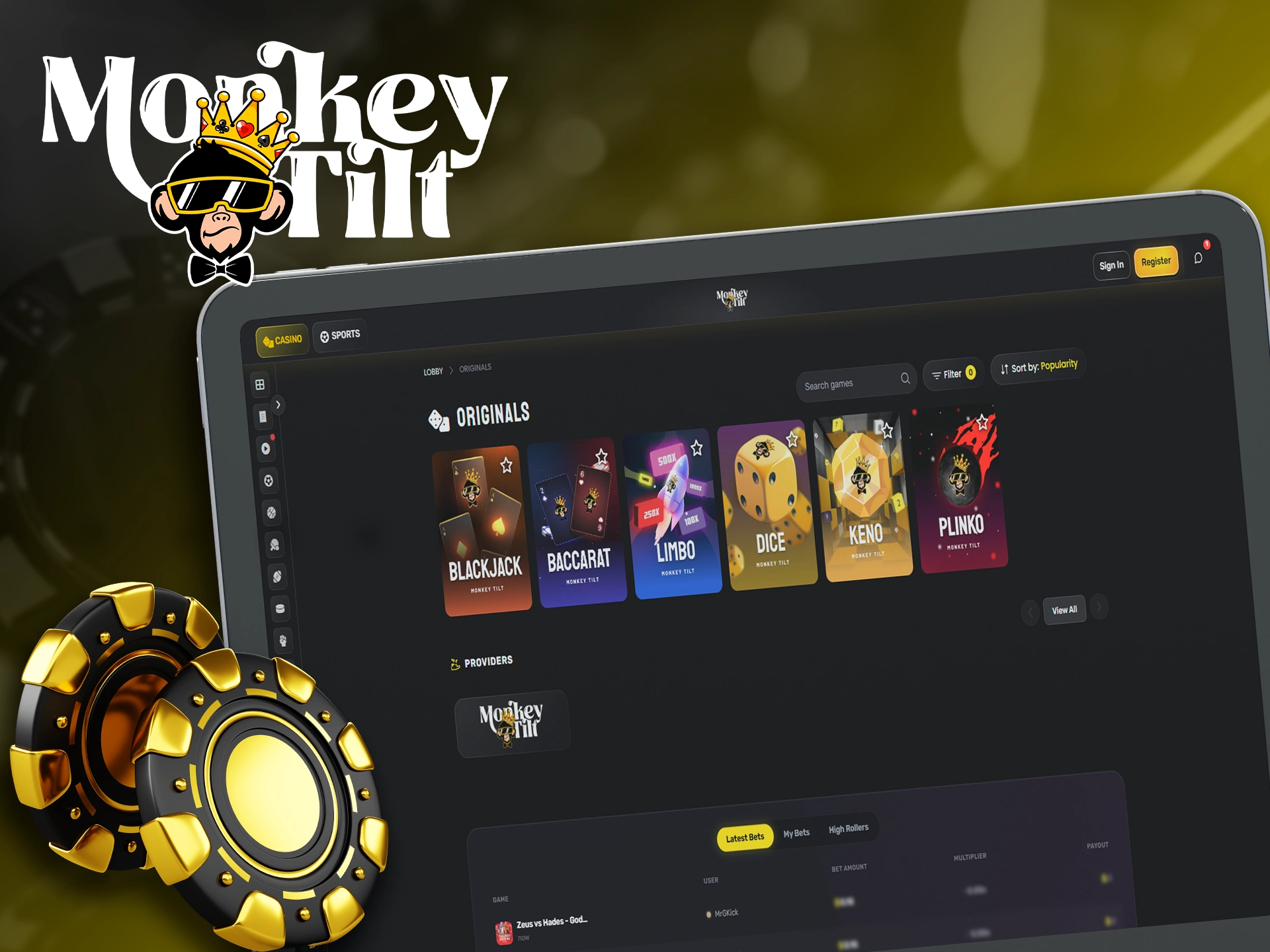 Exclusive and unique original games developed for MonkeyTilt.