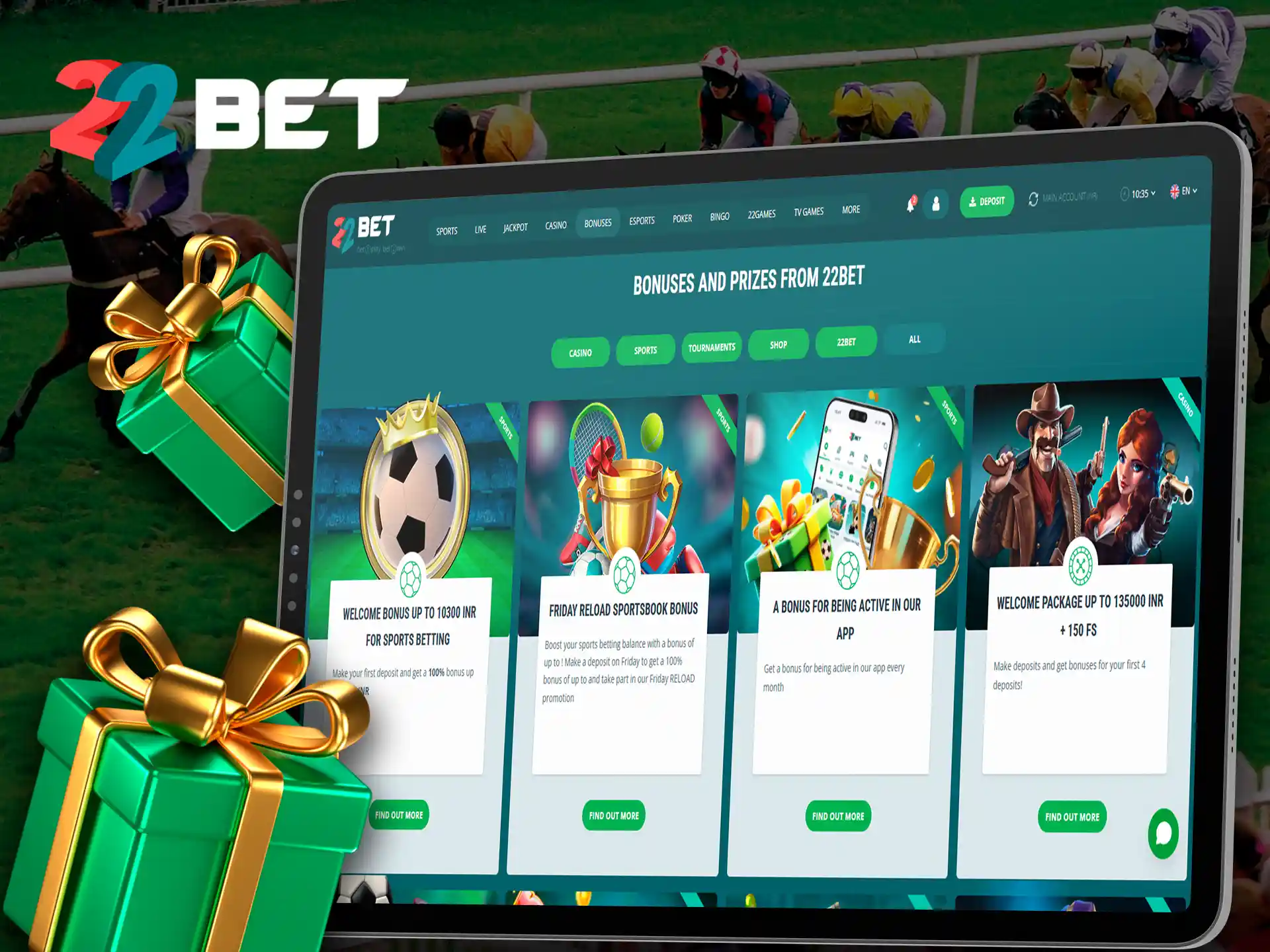 Every new user automatically receives a nice bonus from 22Bet when they make a deposit.