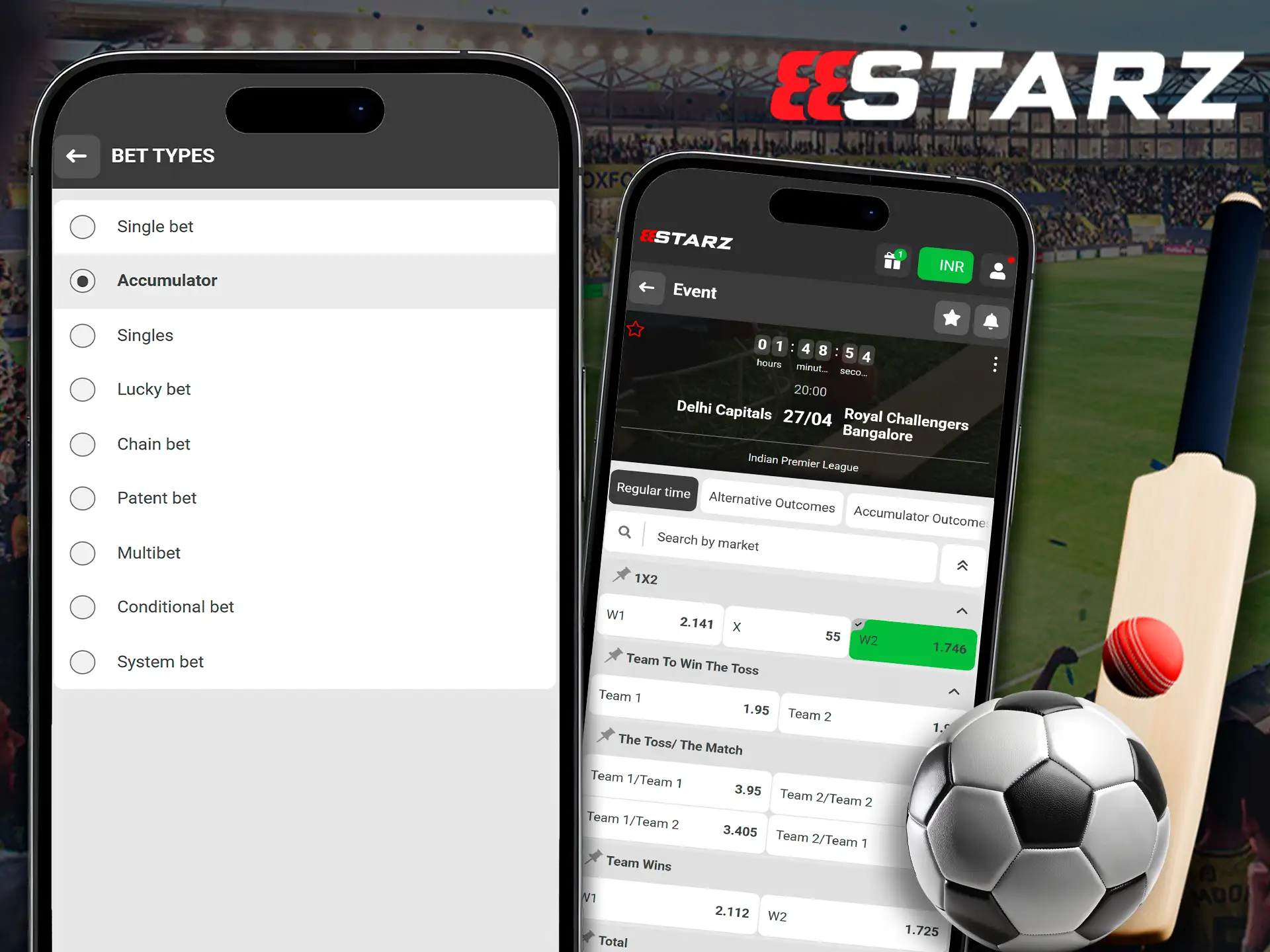 Overview of betting types available in the 888Starz app.