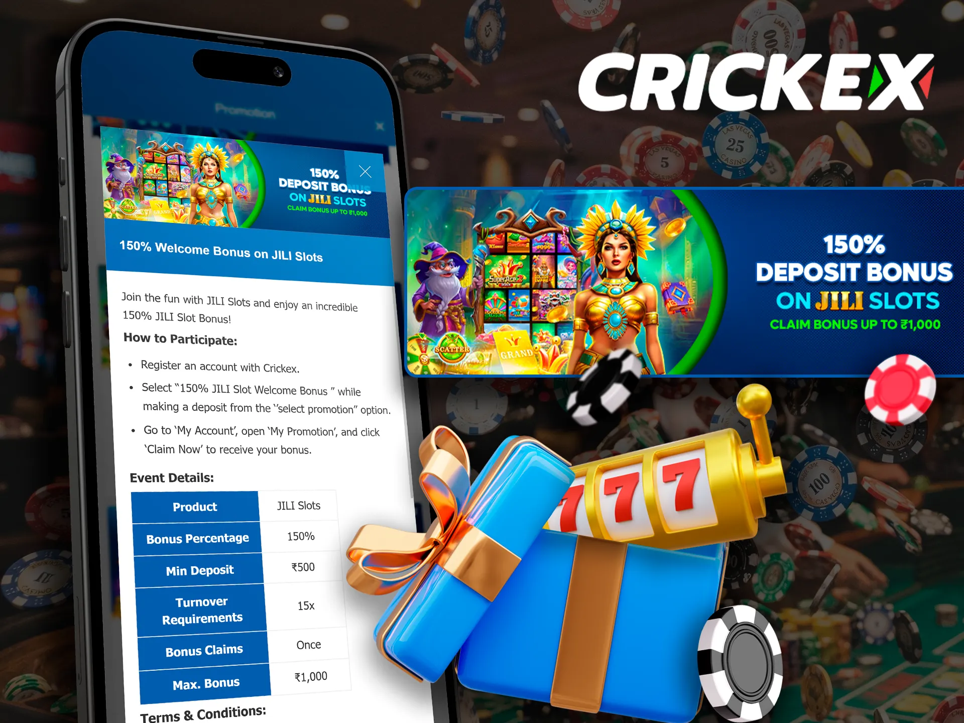 Claim your 150% Crickex welcome bonus for JILI slot games.