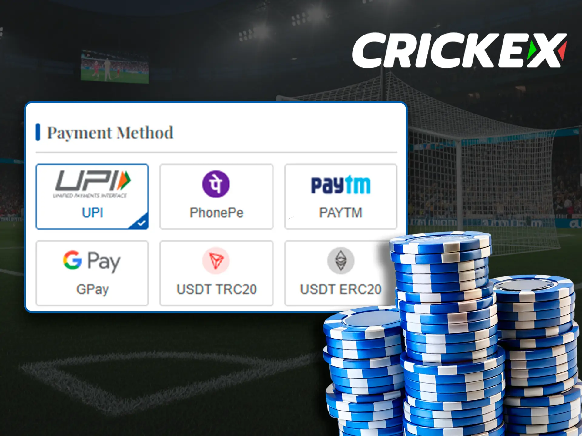 Crickex offers multiple options for easy deposits into your account.