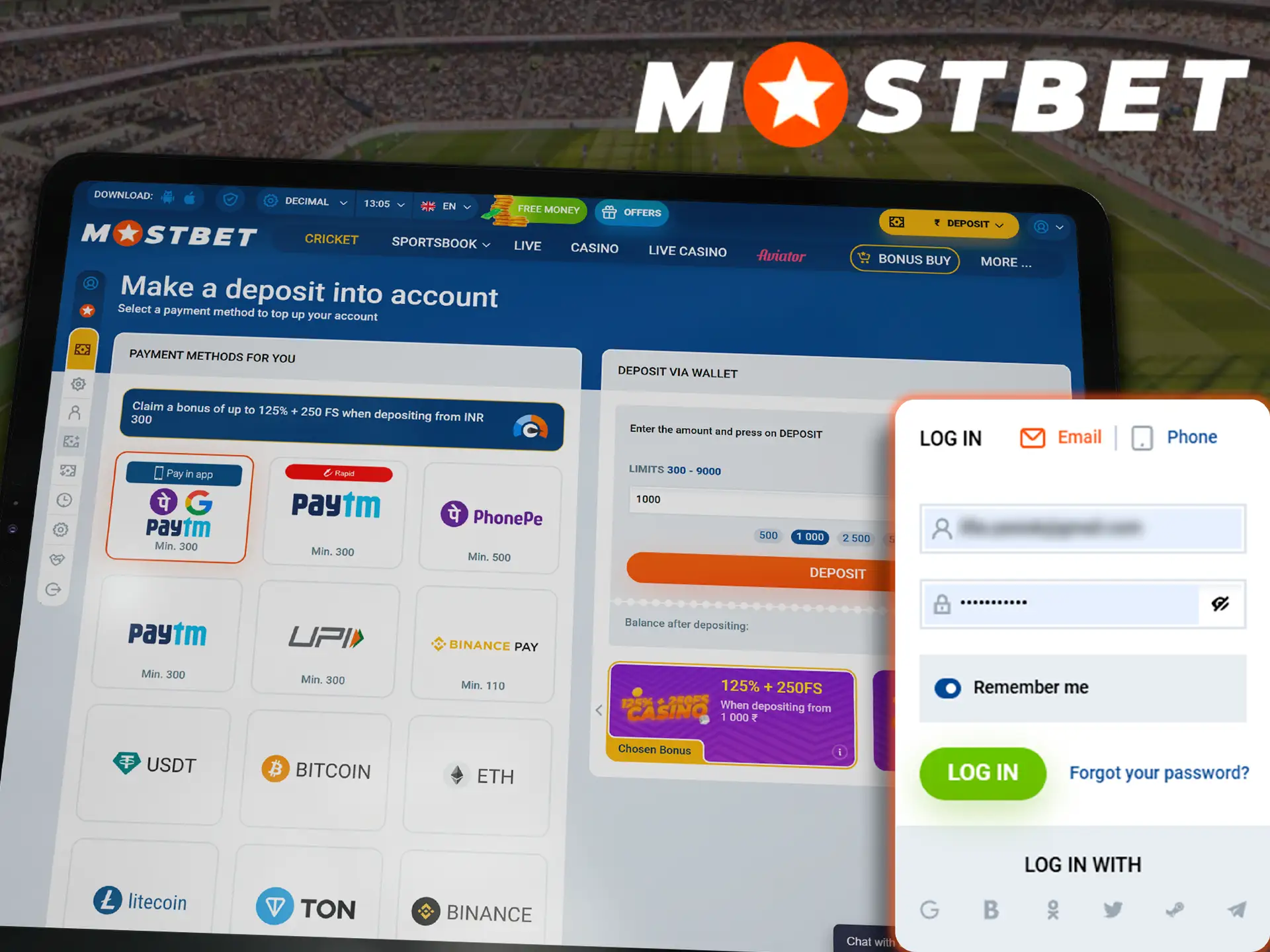 Make an account at Mostbet and start depositing and withdrawing your winnings in an instant.