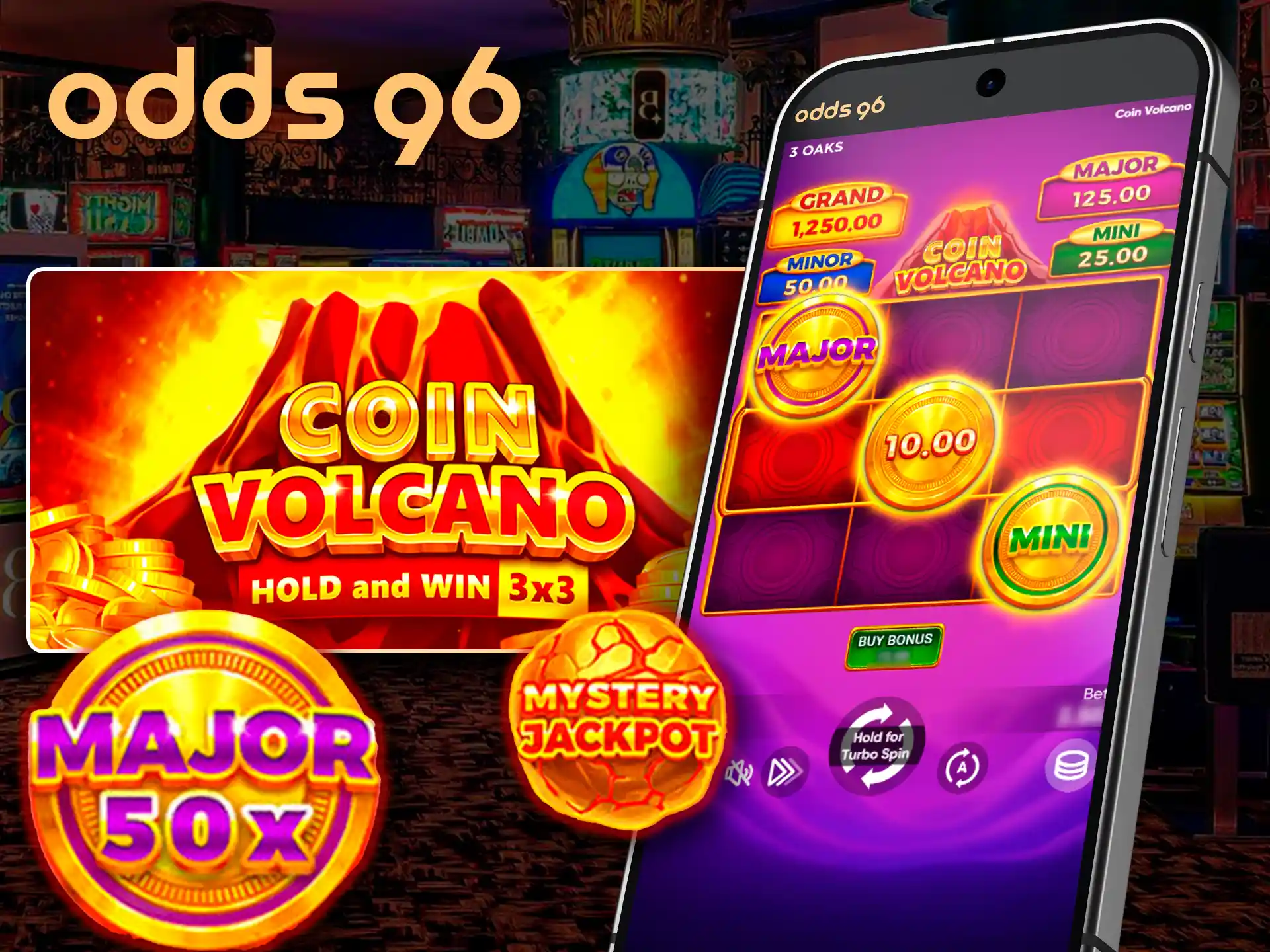 Win at Coin Volcano slot via Odds96 mobile app.