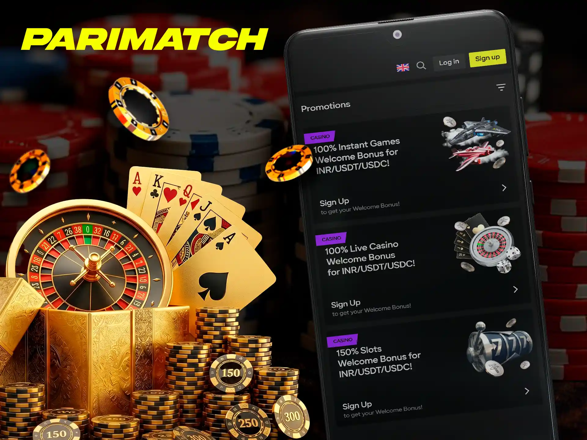 Special Parimatch casino bonus for mobile app players.