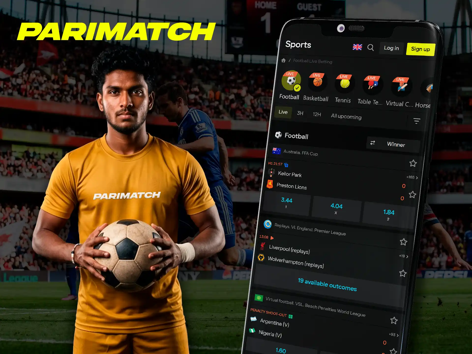 Online football betting options available in the Parimatch app.
