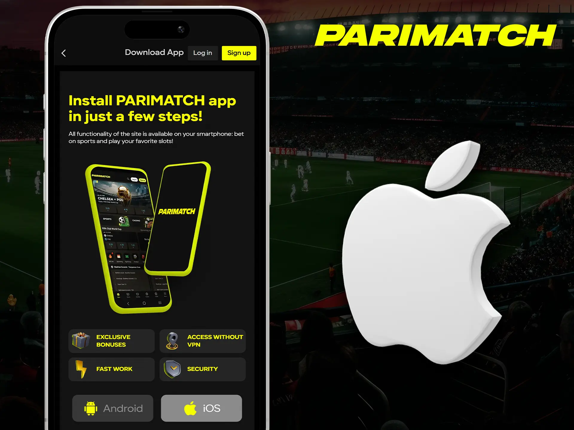Official Parimatch app features for iPhone and iPad users.
