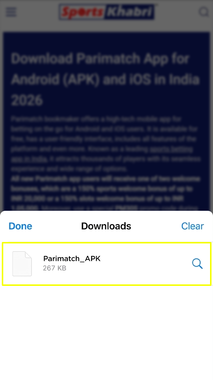 Go to your smartphone downloads and install the Parimatch app.
