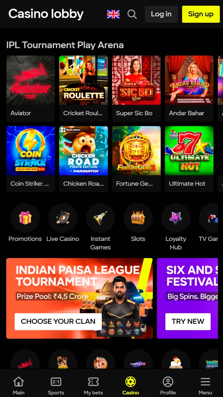 The Parimatch mobile app has many profitable casino games.