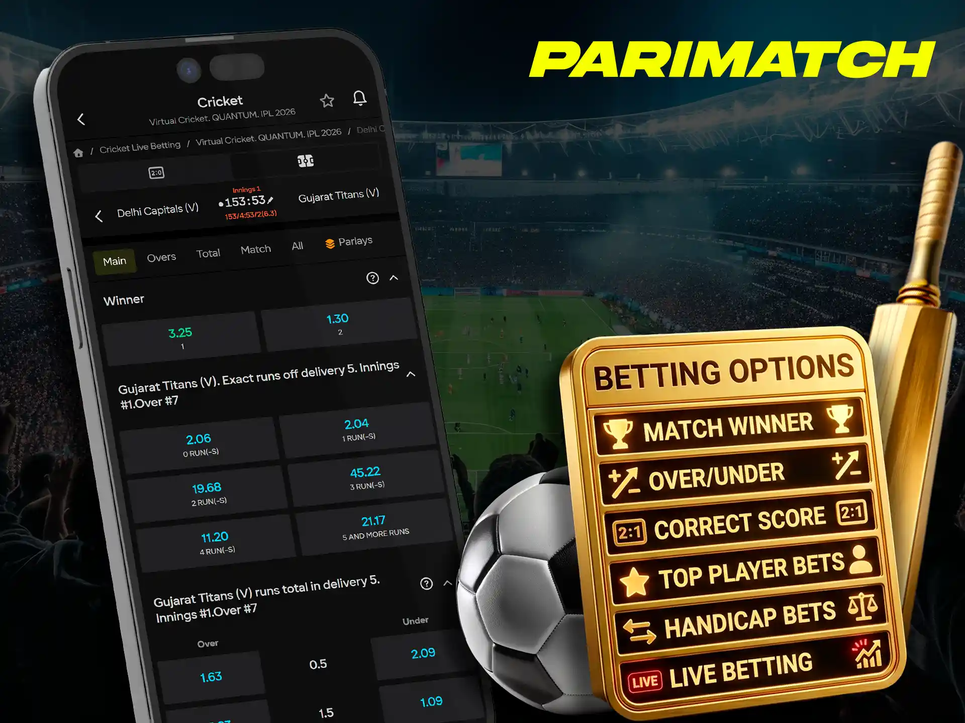 Diverse sports betting opportunities provided by Parimatch for mobile.