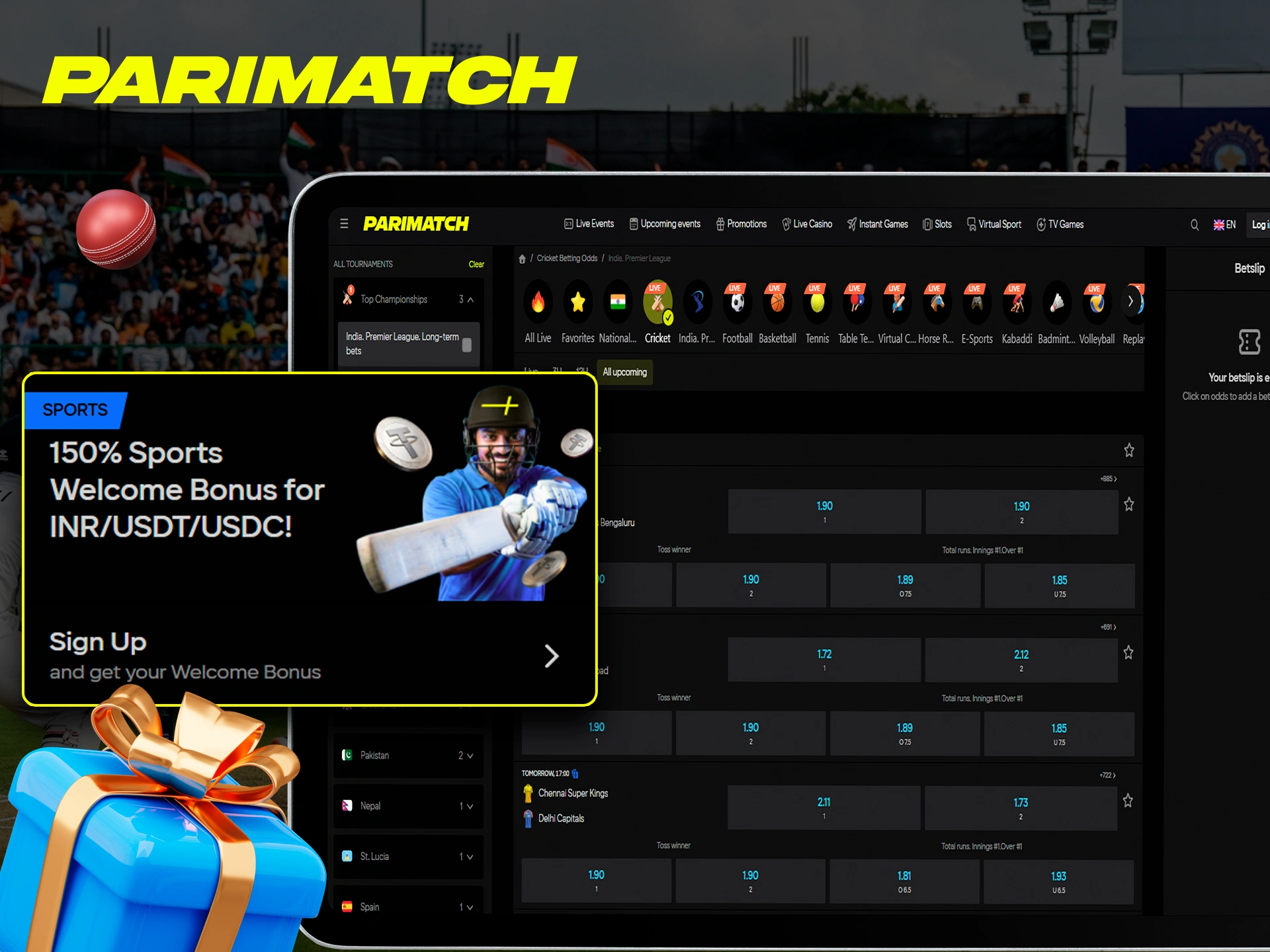 Don't forget about the welcome bonus from Parimatch, which will significantly increase your bet.