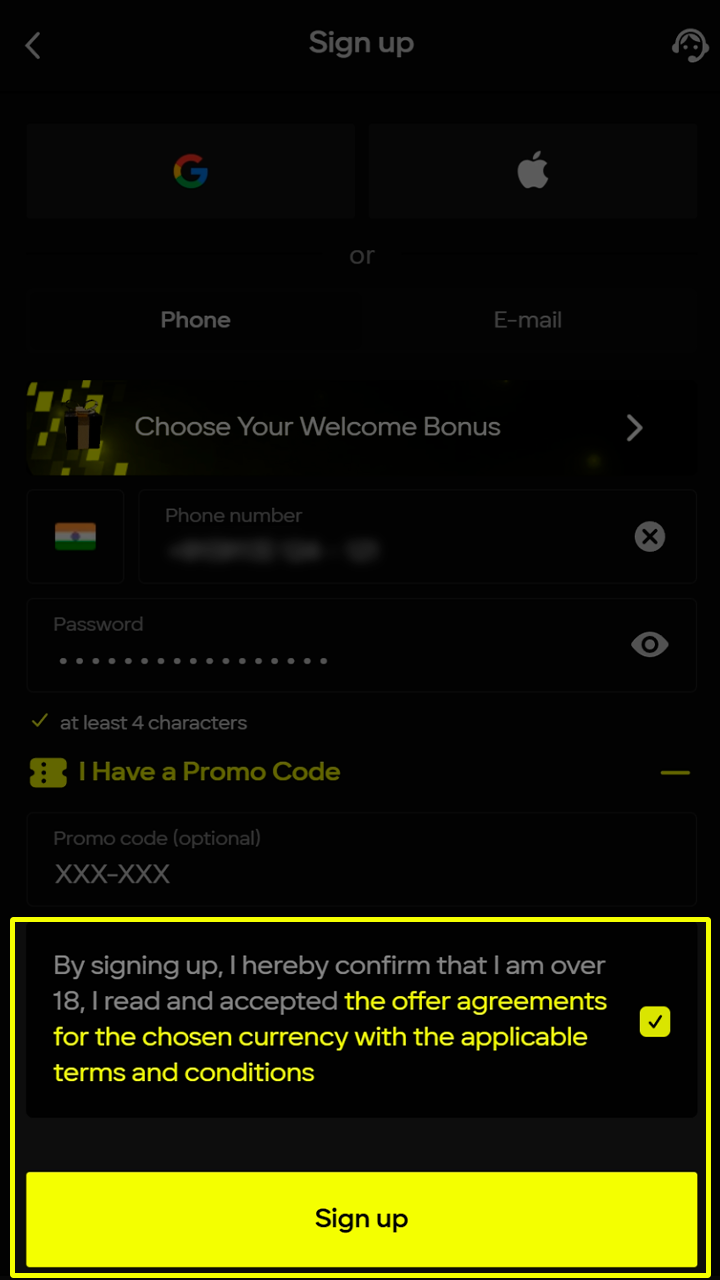 Press the Sign up button and enjoy betting at Parimatch.