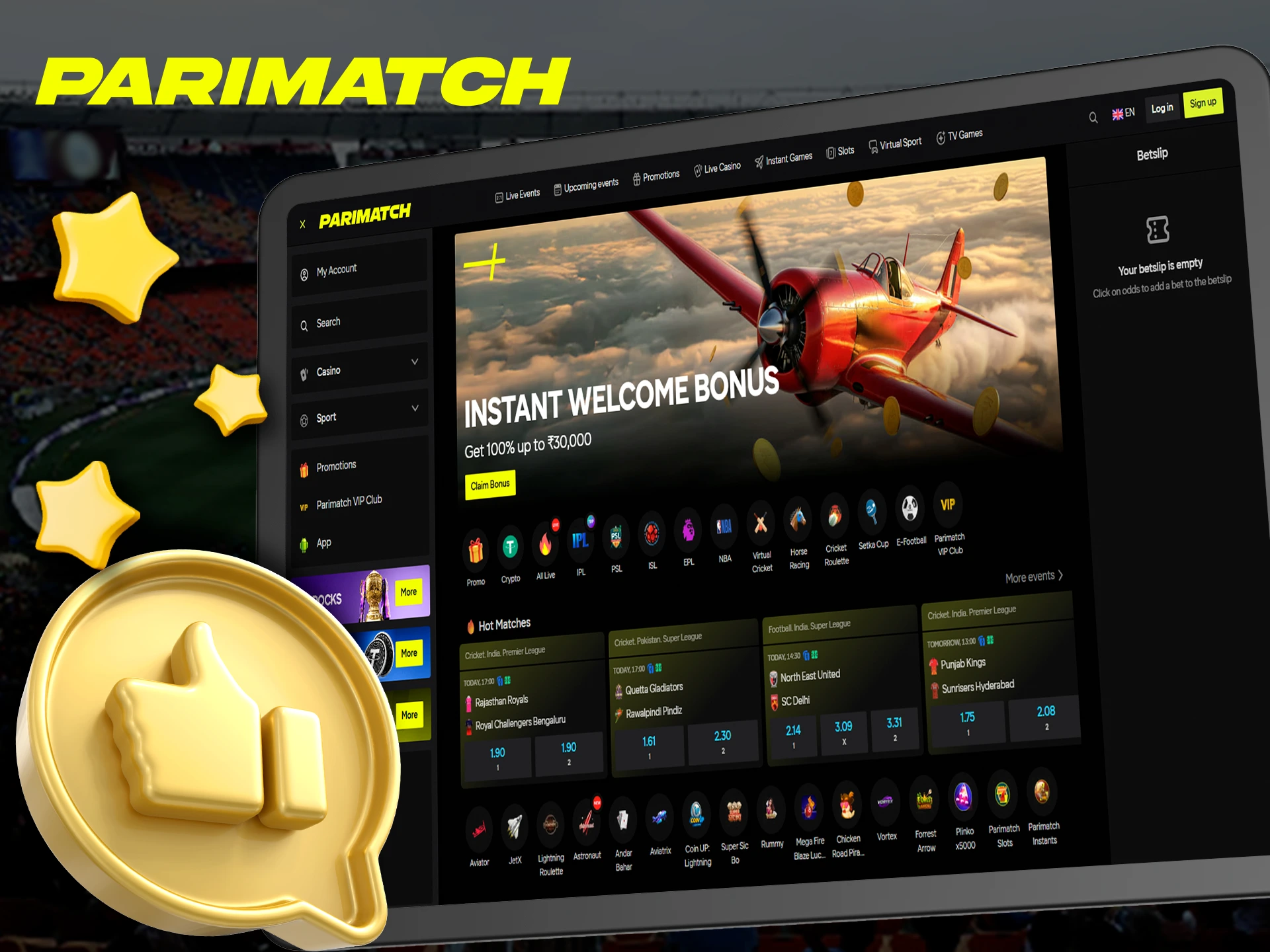 Bet through Parimatch in India and increase your chances of scoring big.