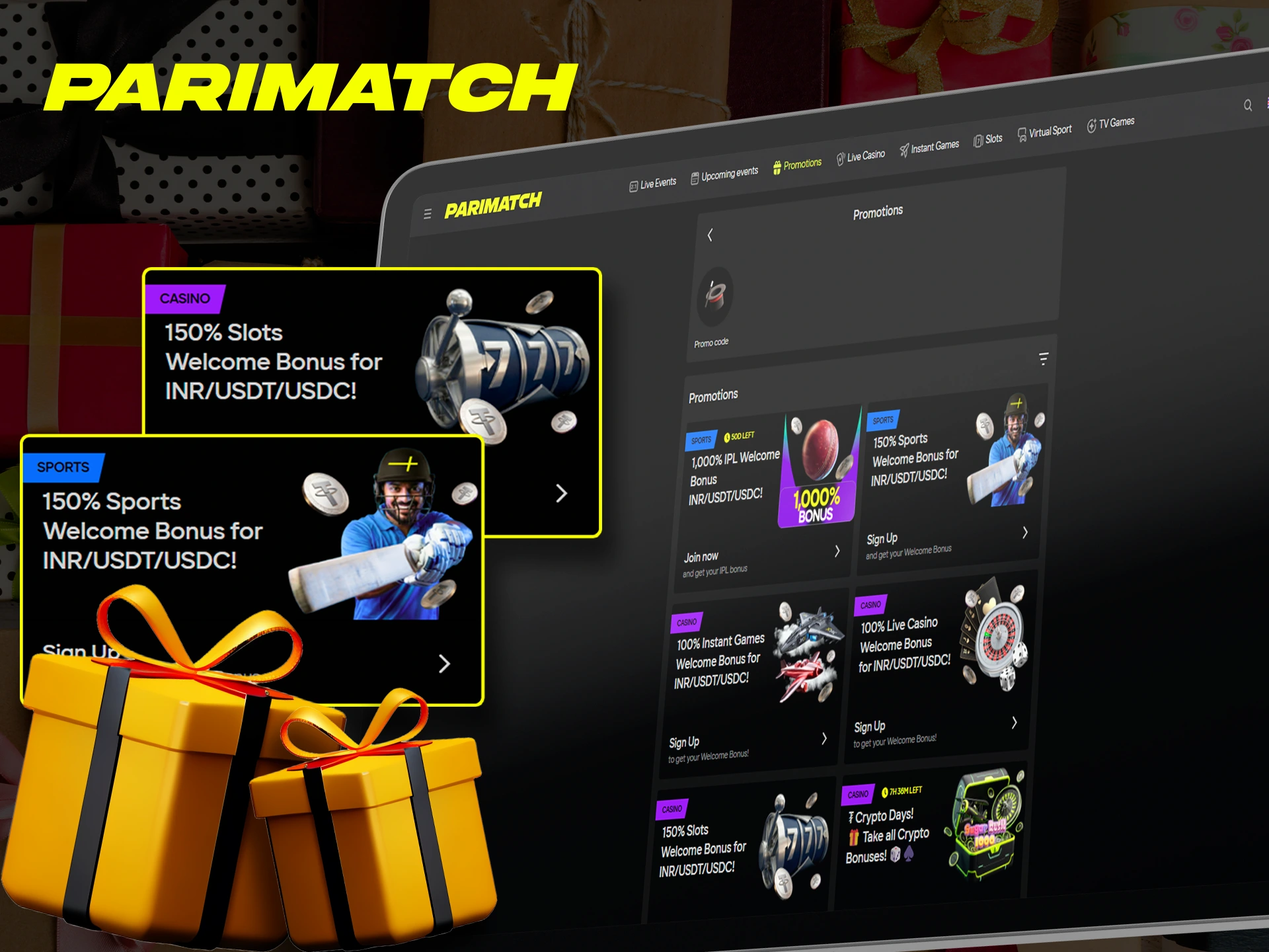 Check out the welcome bonuses that Parimatch Casino offers to all new players for an easy and quick start.