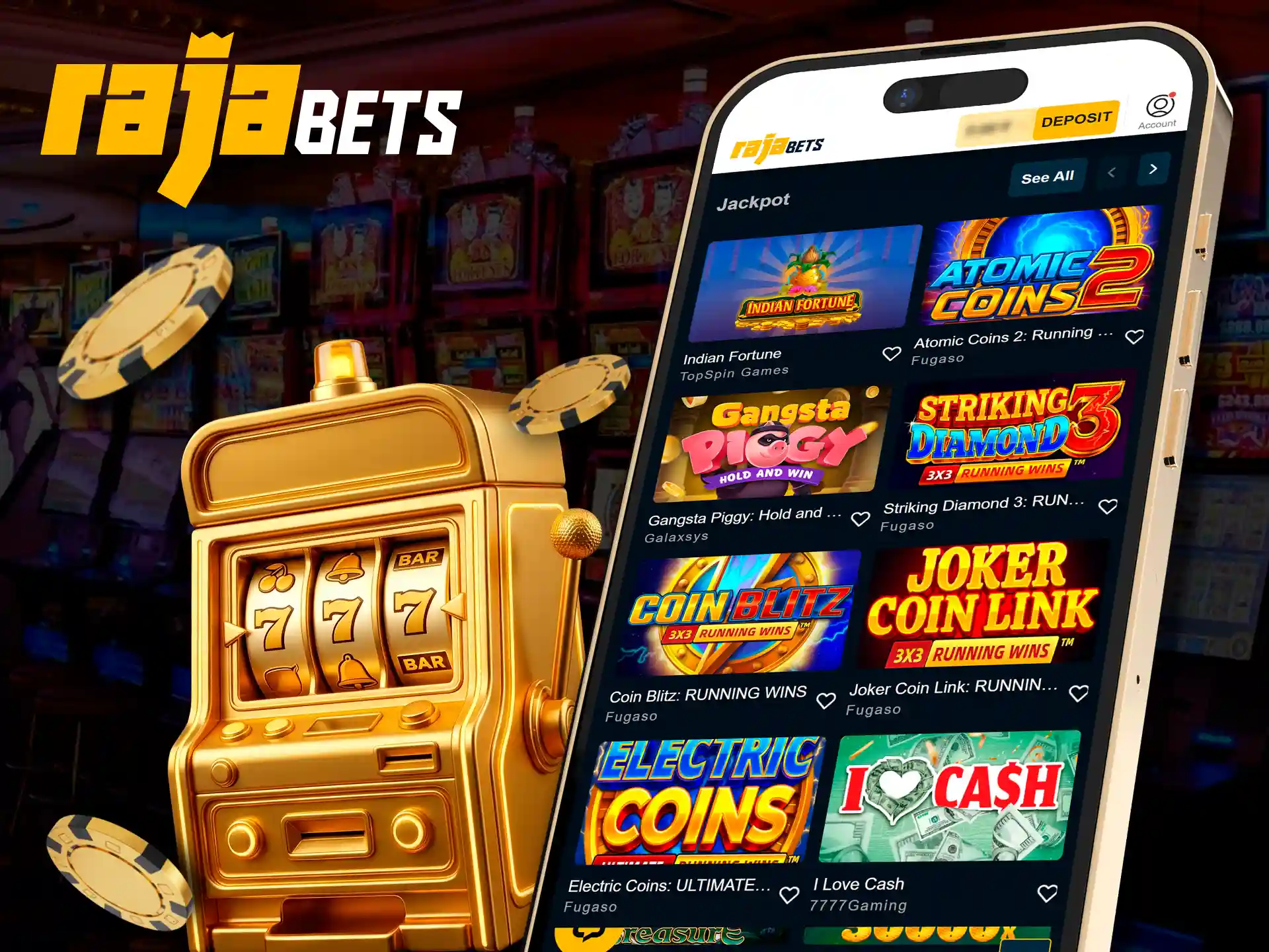 Win massive progressive jackpots in the Rajabets mobile section.