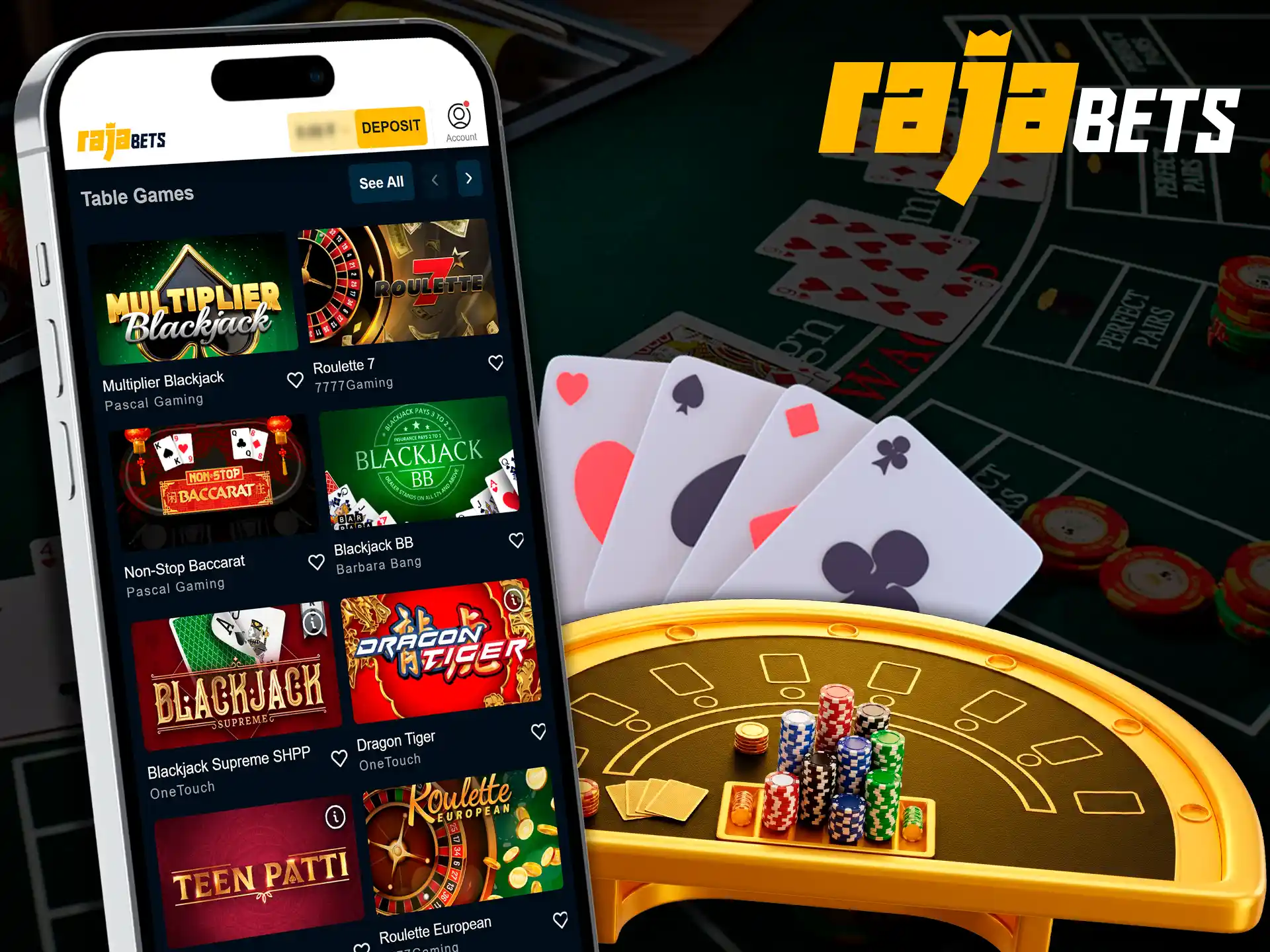 Classic table games for mobile users on Rajabets.