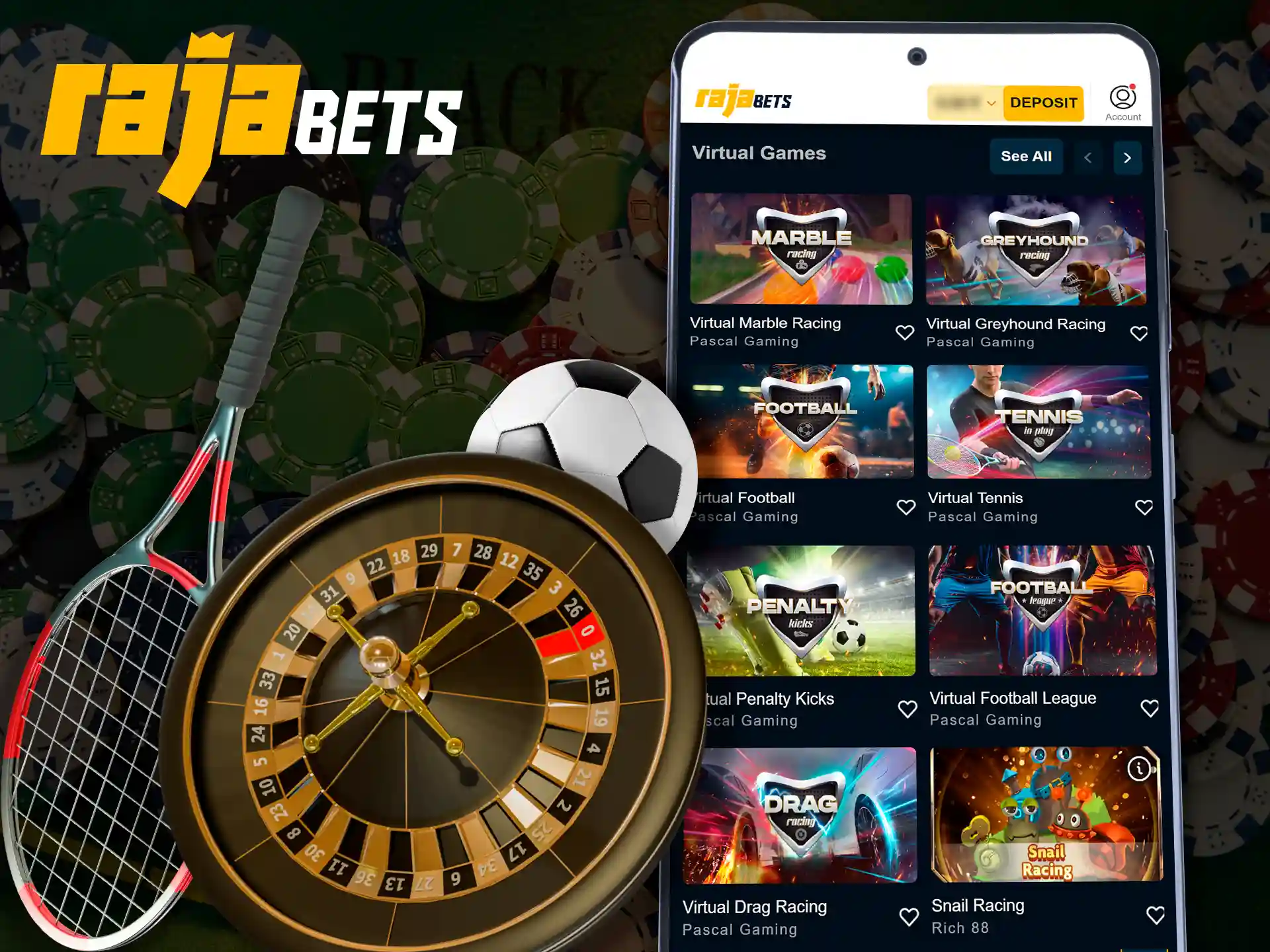 Bet on virtual sports and games via Rajabets.
