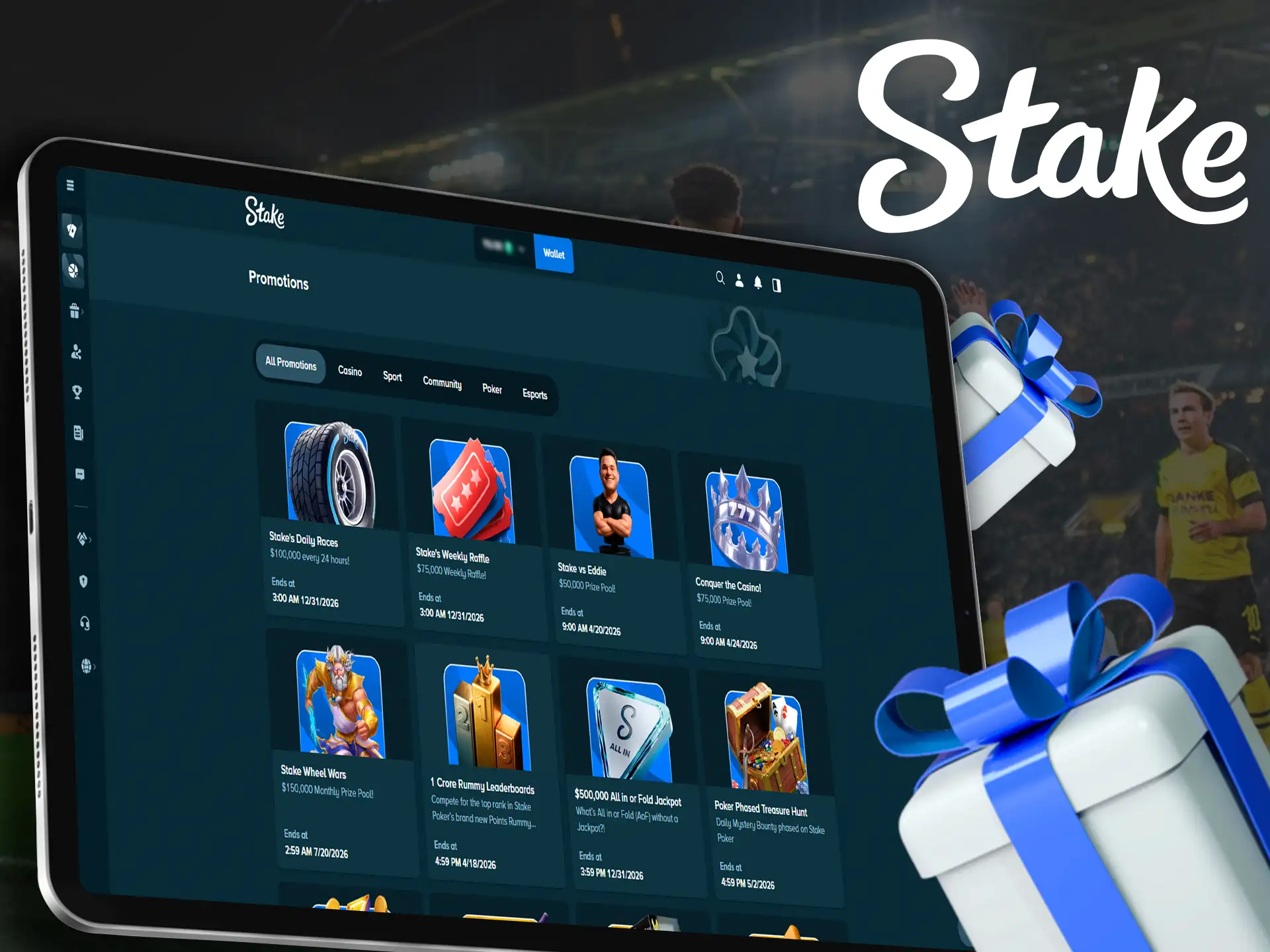 A screenshot of Stake's payment methods page, showcasing a deposit bonus offer. The image includes details about the bonus and how to claim it.