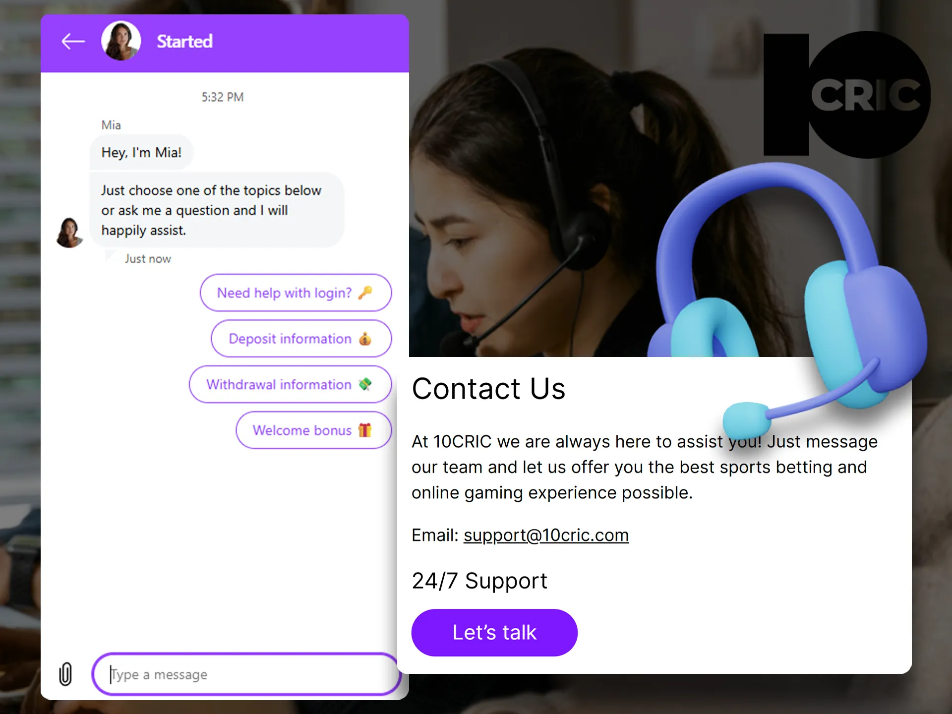 Use the site support if you are having difficulties with 10Cric.