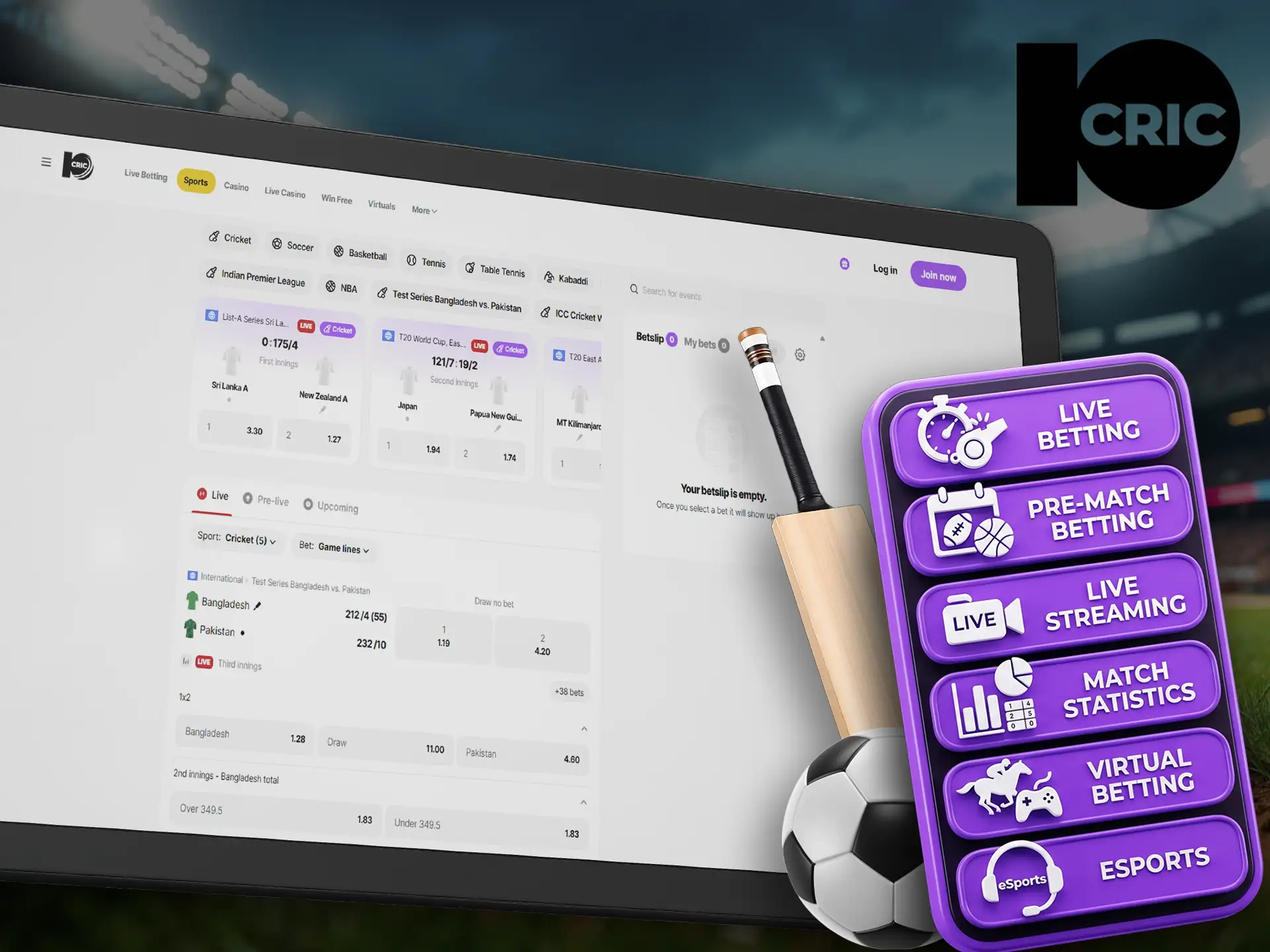 Pick up options for your sports betting in the section at 10Cric.