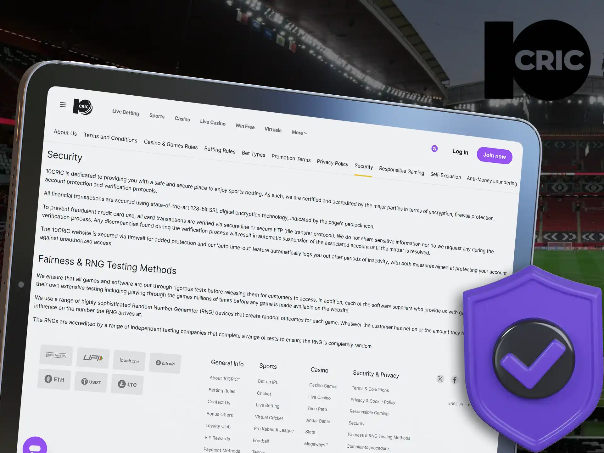 10Cric provides its players with security and protection of their data.