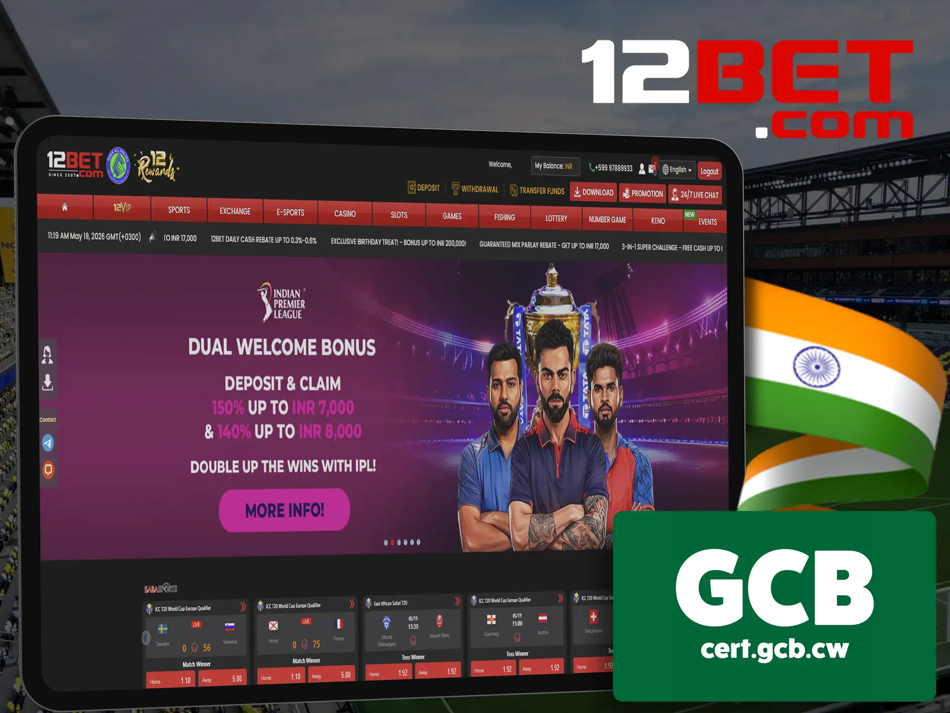 12bet is completely legal and authorized in India.