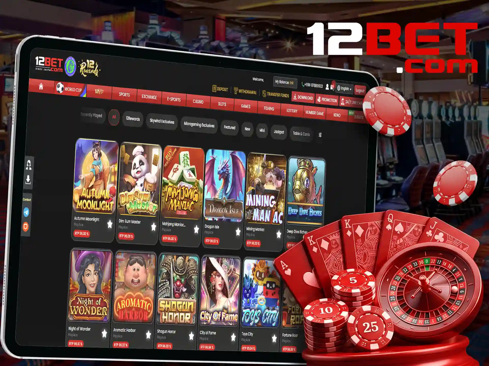 Play your favorite games at a convenient time at online casino 12bet.