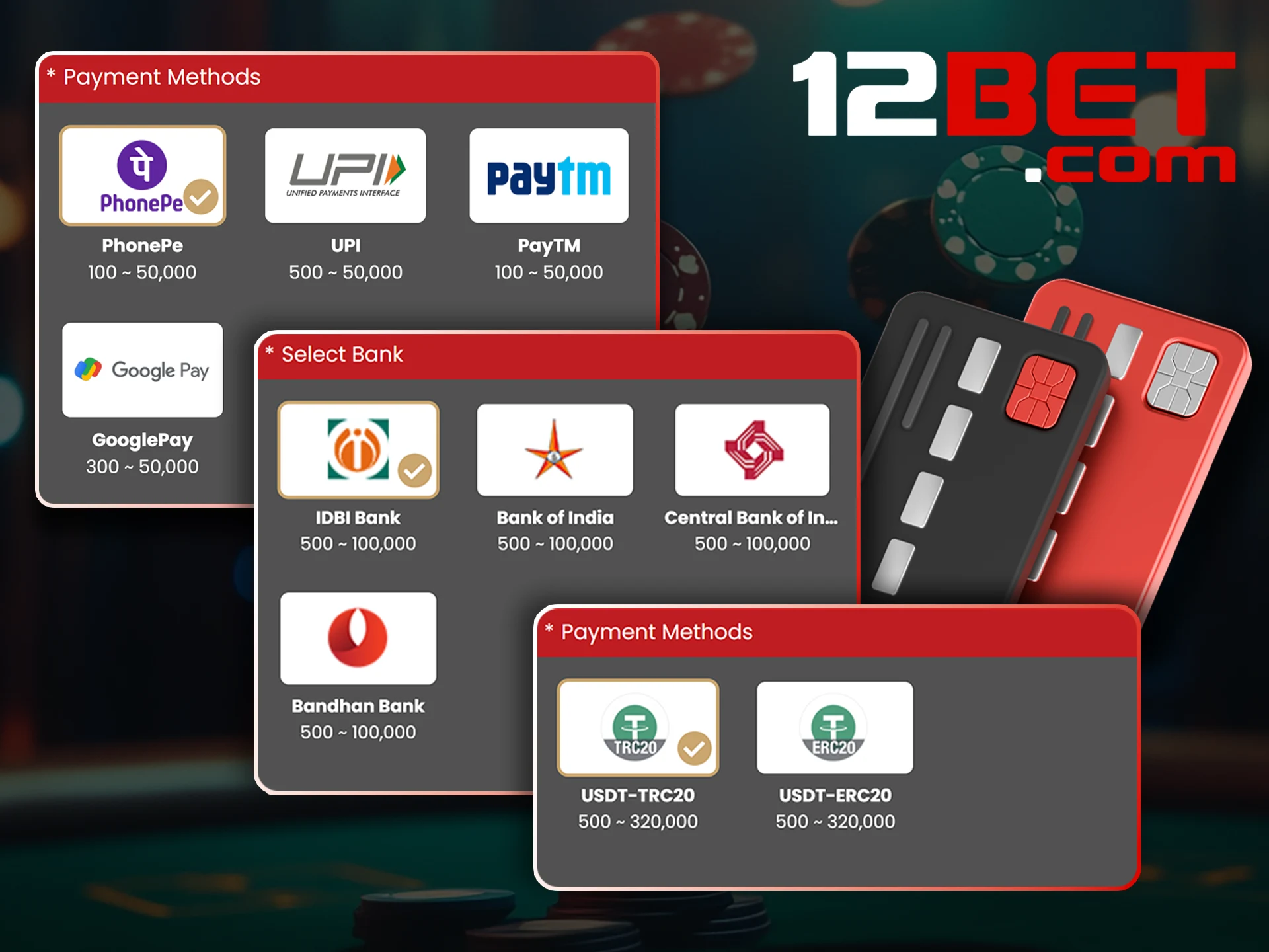 Learn about the payment methods available at 12bet.