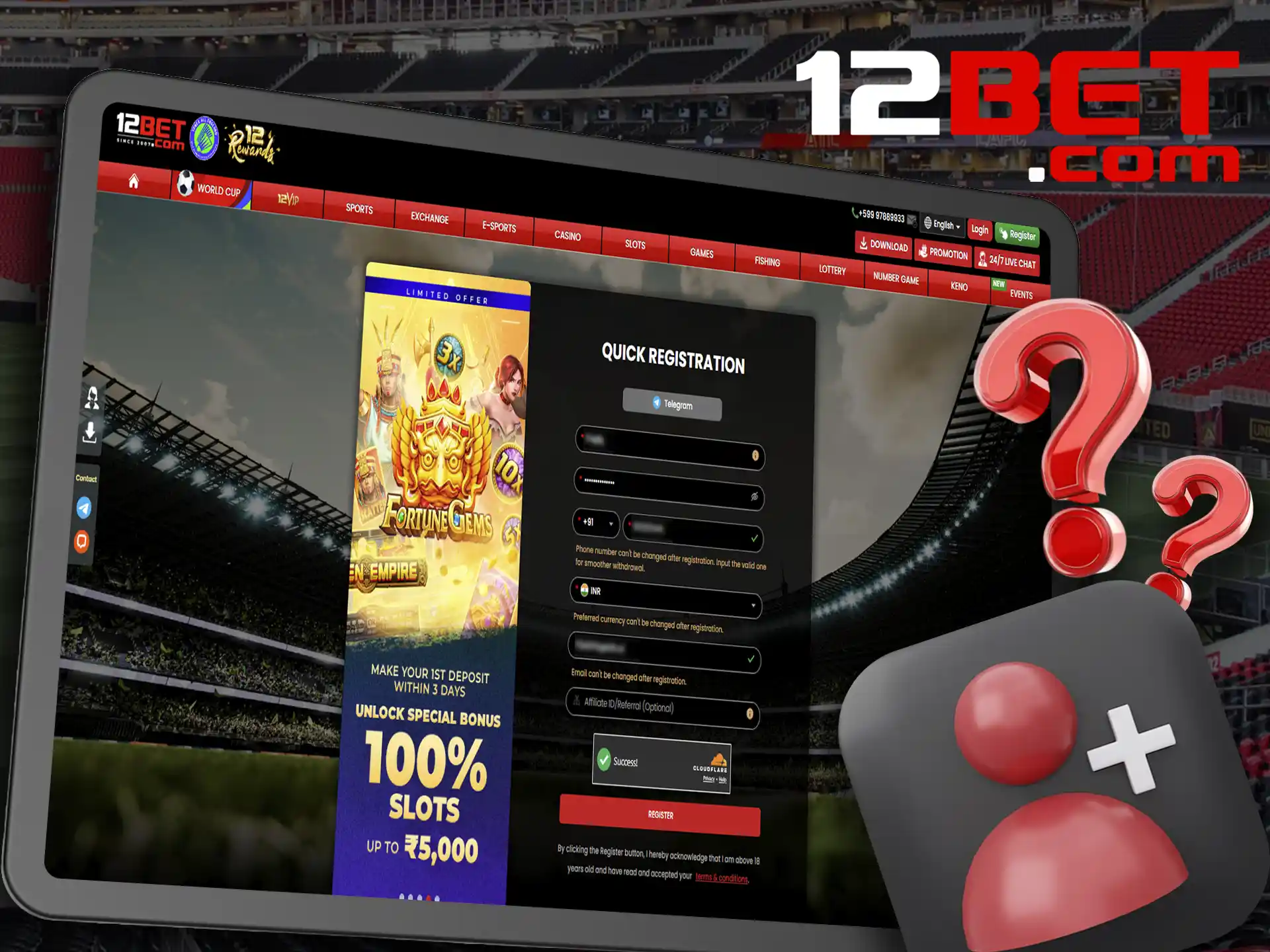 Learn how to create a personal account at 12bet.