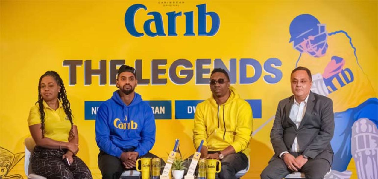 Nicholas Pooran, Dwayne Bravo Carib Premium Strong Beer
