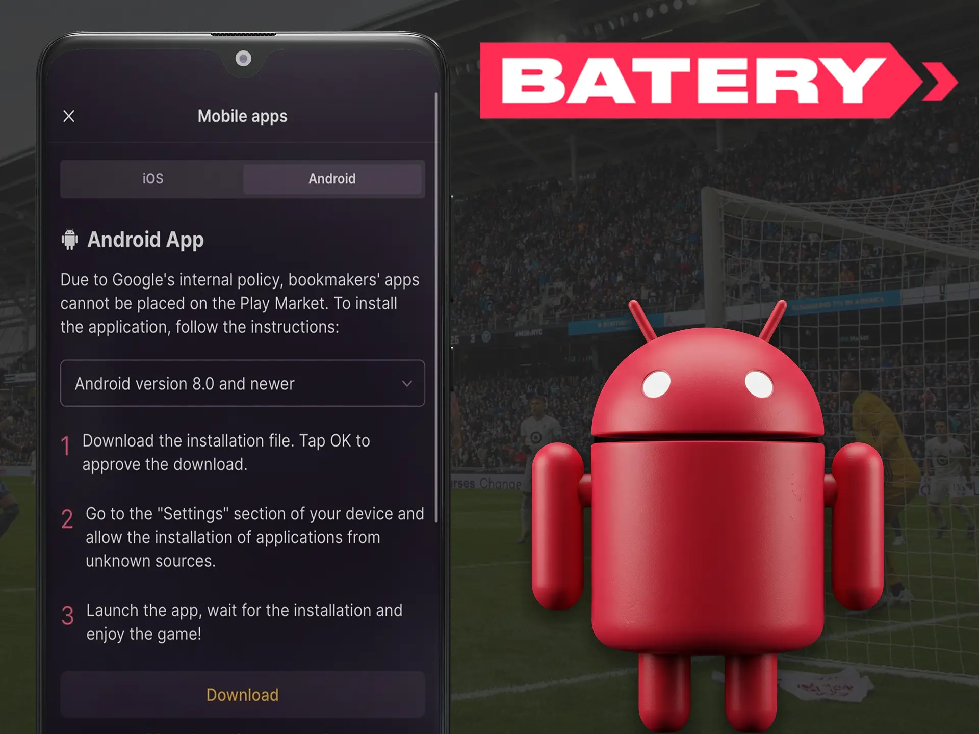 Technical specifications and performance of Batery on Android devices.