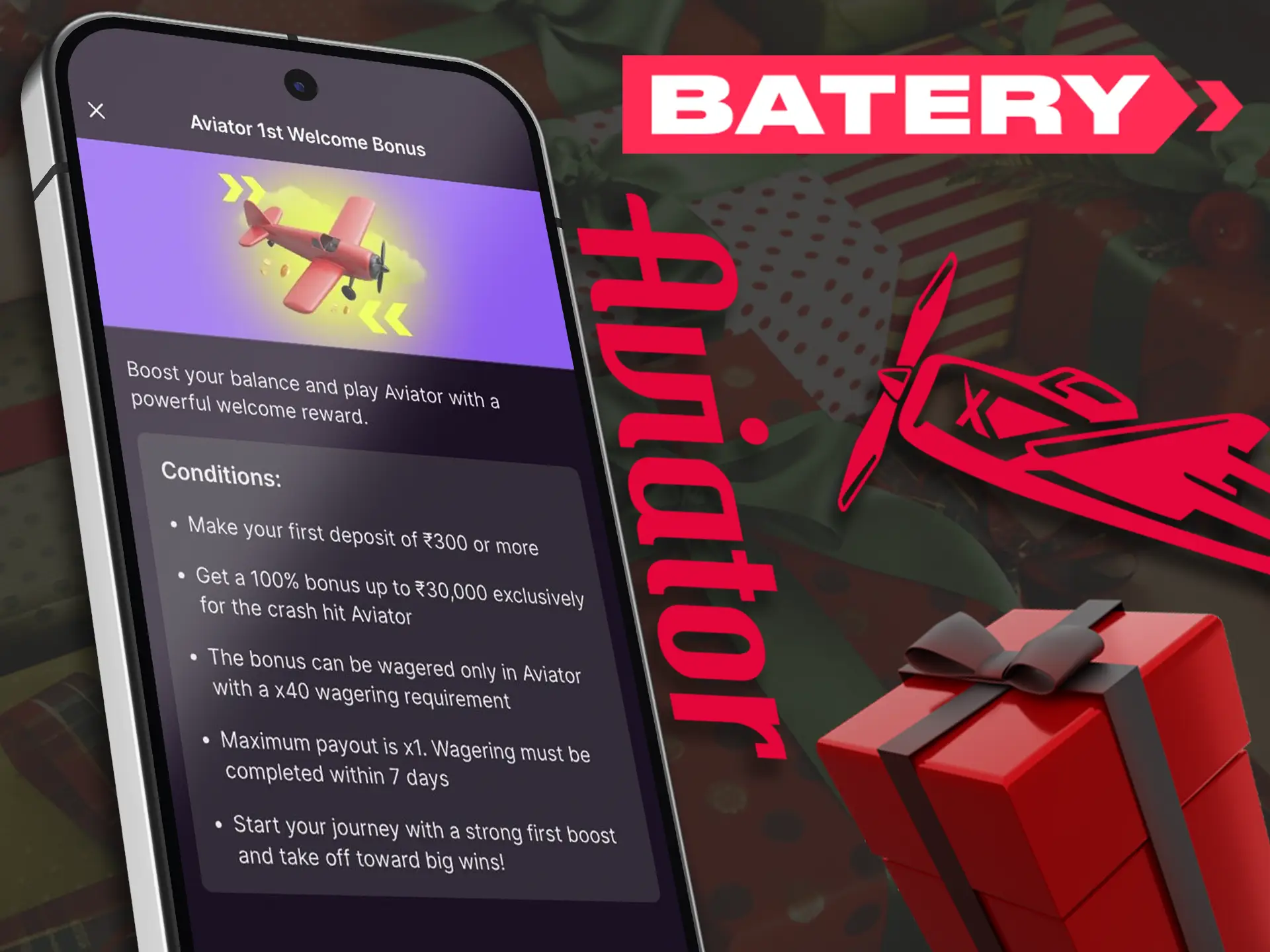 Special Batery bonus for the popular Aviator game.