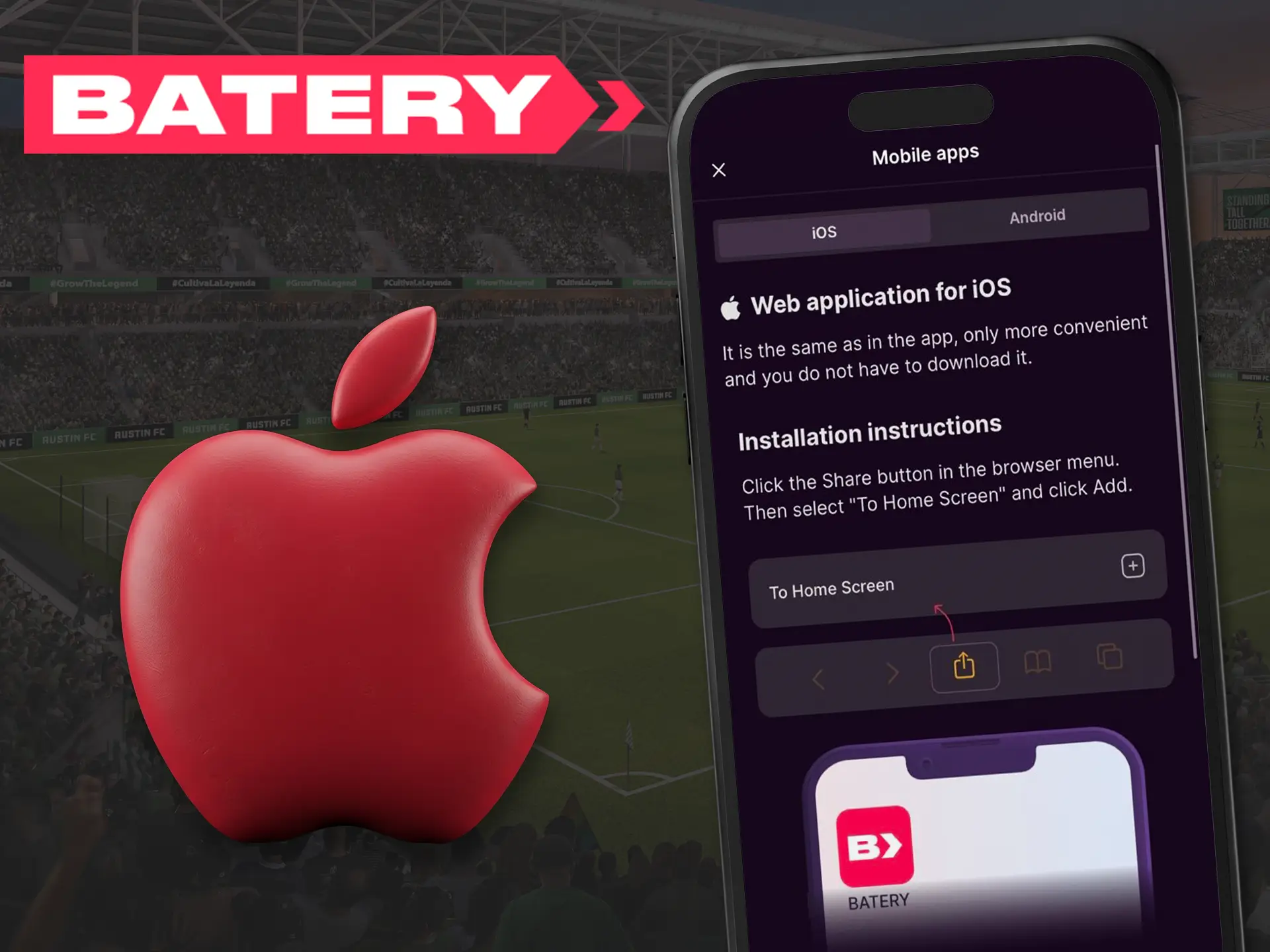 Compatibility and features of the Batery application for iPhone.