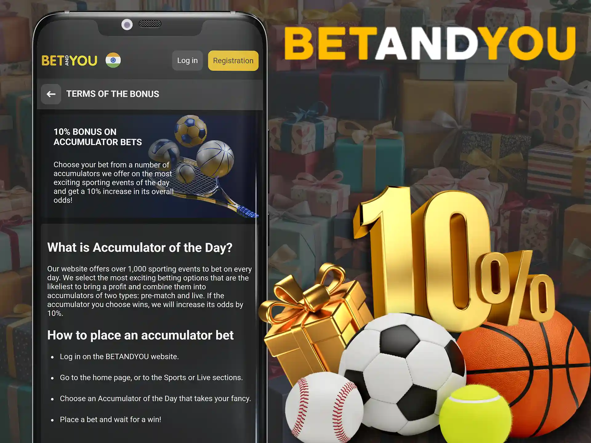 10% accumulator bets bonus on the Betandyou app.