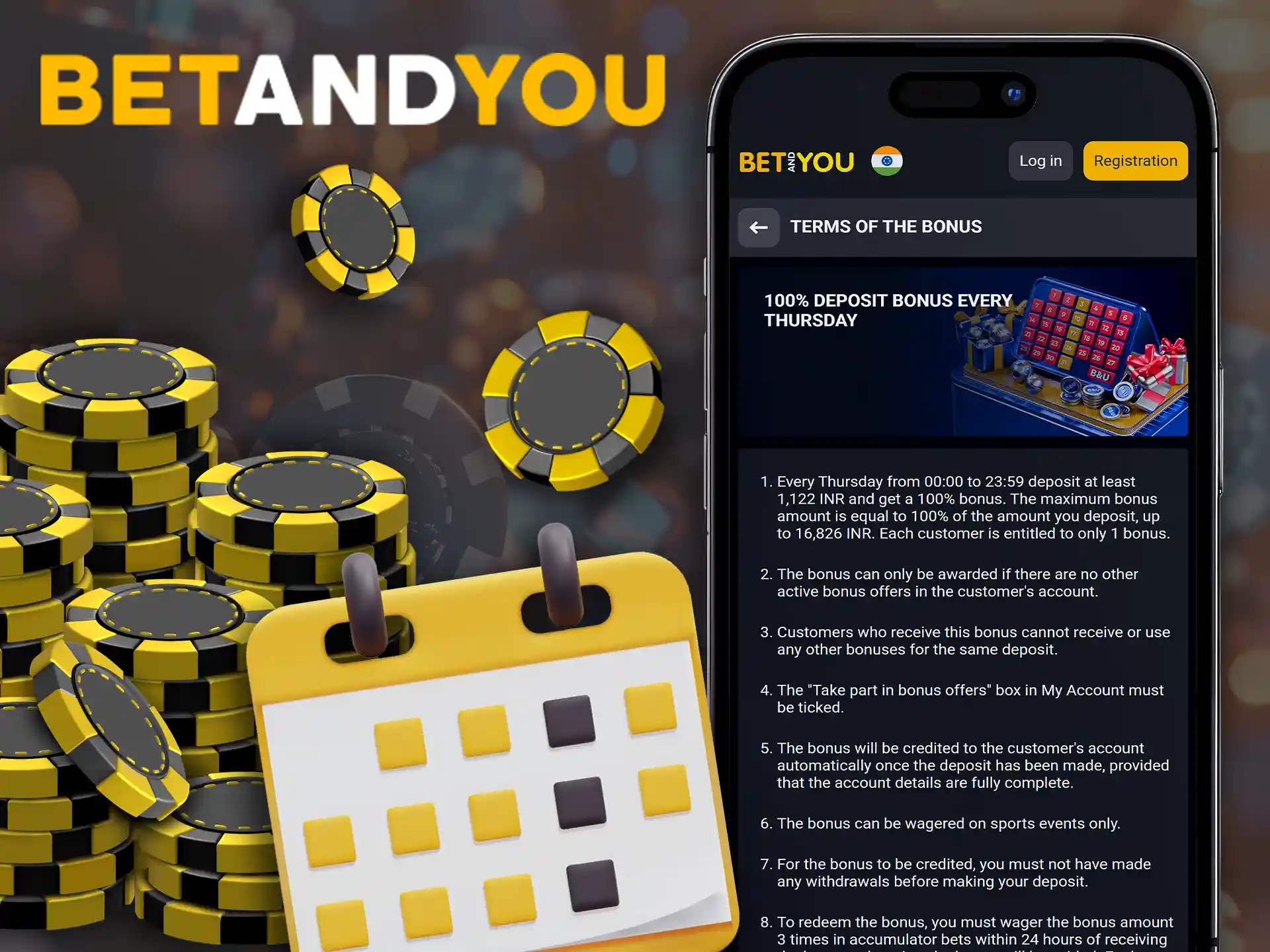Thursday 100% deposit bonus on the Betandyou app.