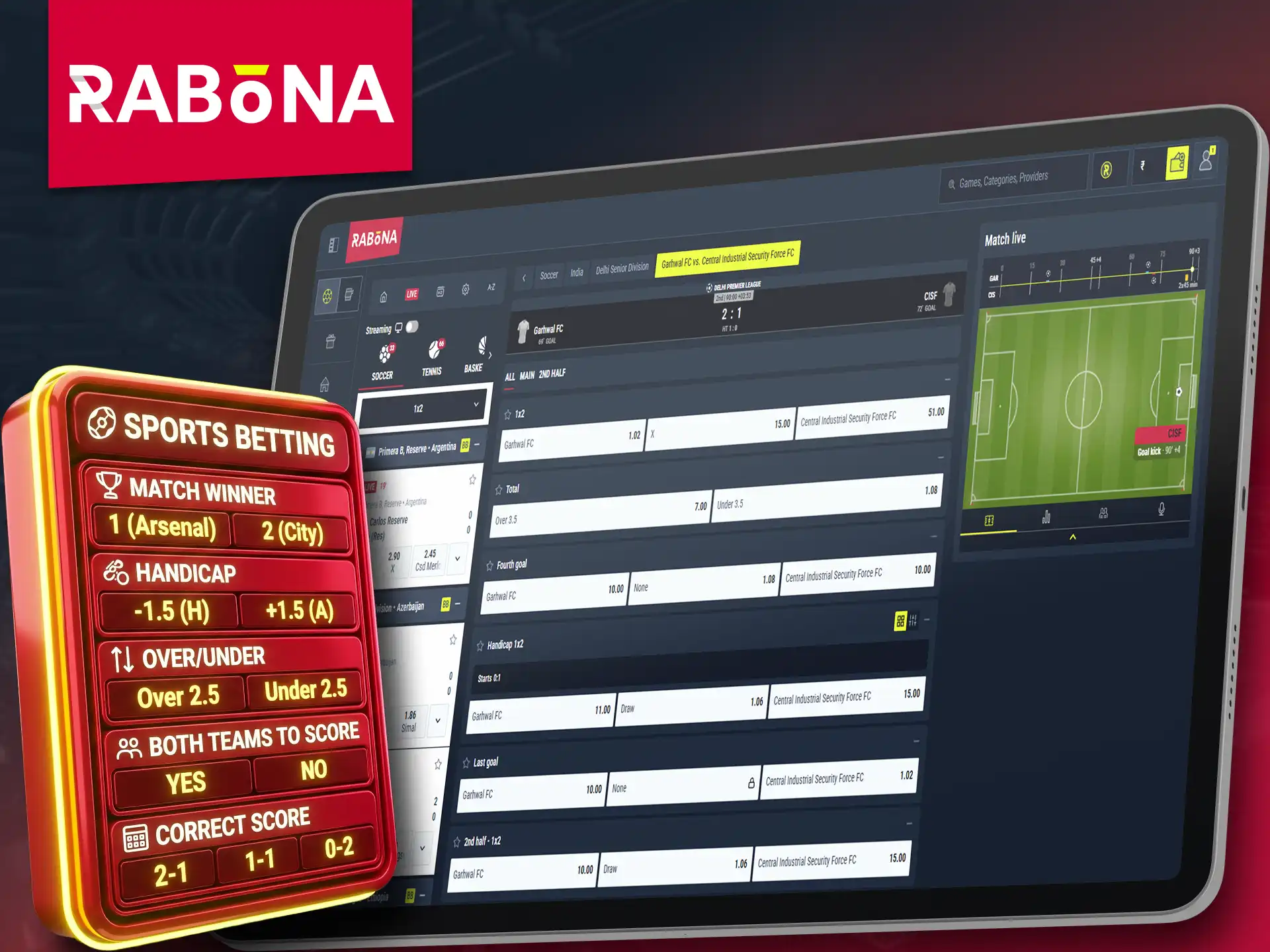 Check out the diverse betting options available on Rabona.
