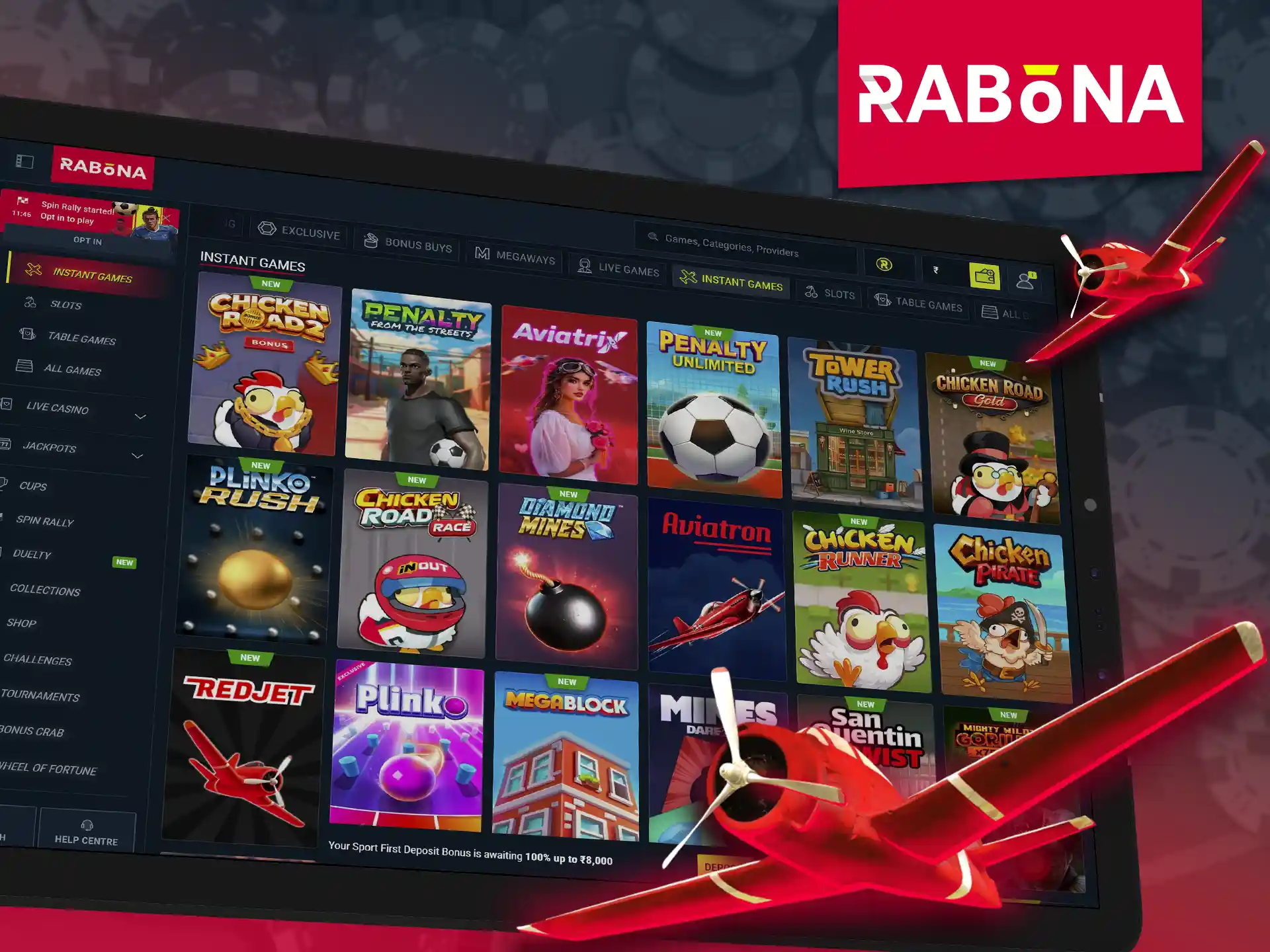 Play fun and quick instant games available on Rabona.